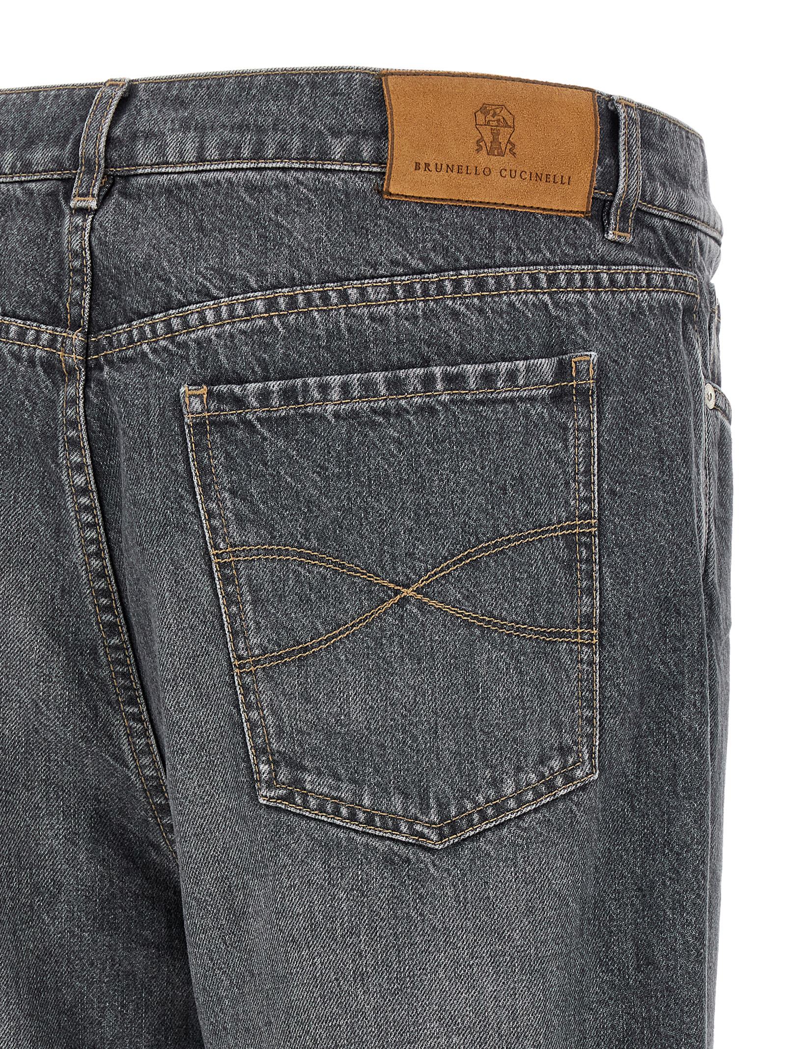Brunello Cucinelli Gray Cotton Straight-Leg Men's Jeans