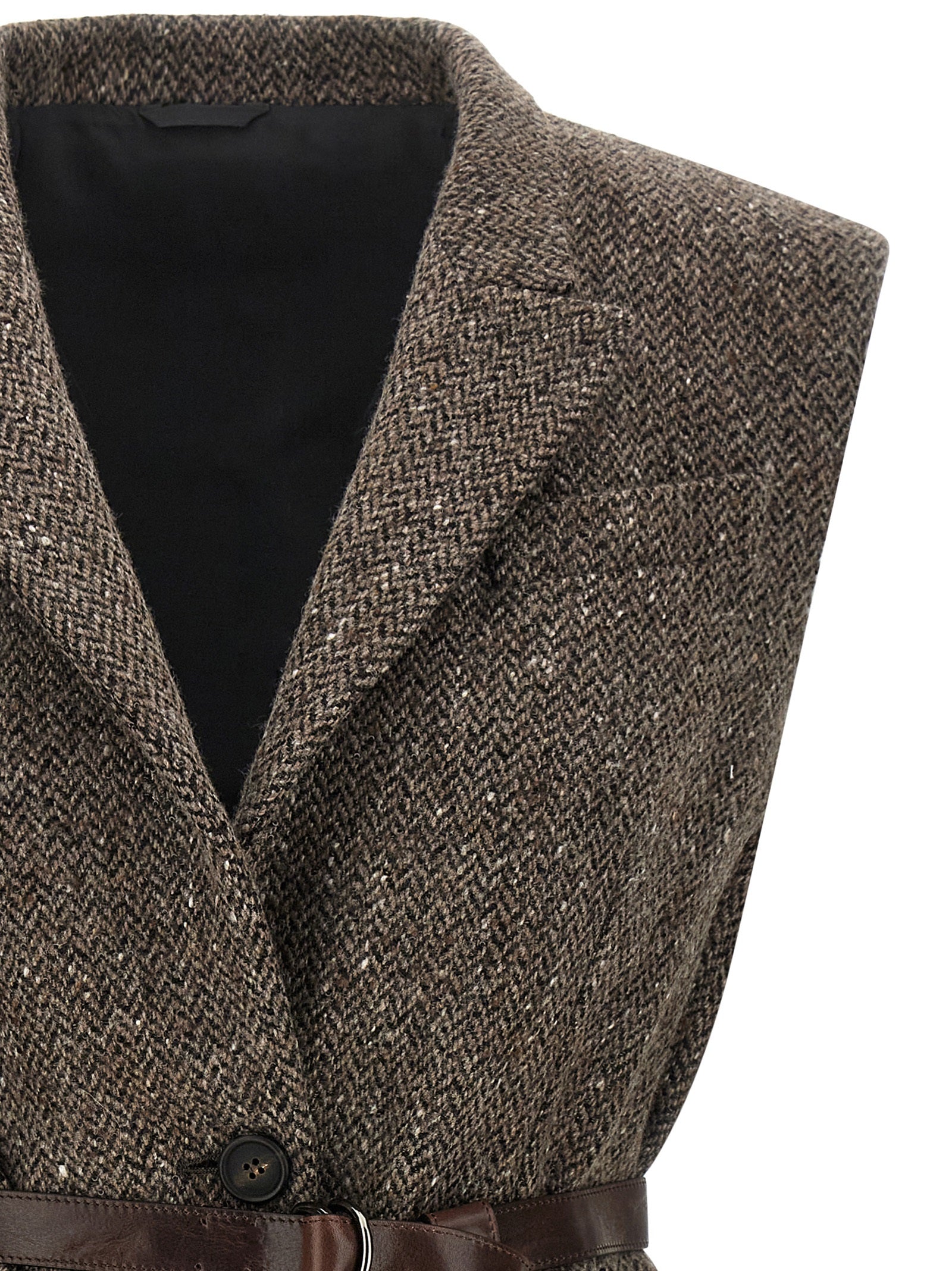 Brunello Cucinelli Brown Virgin Wool Sleeveless Women's Jacket