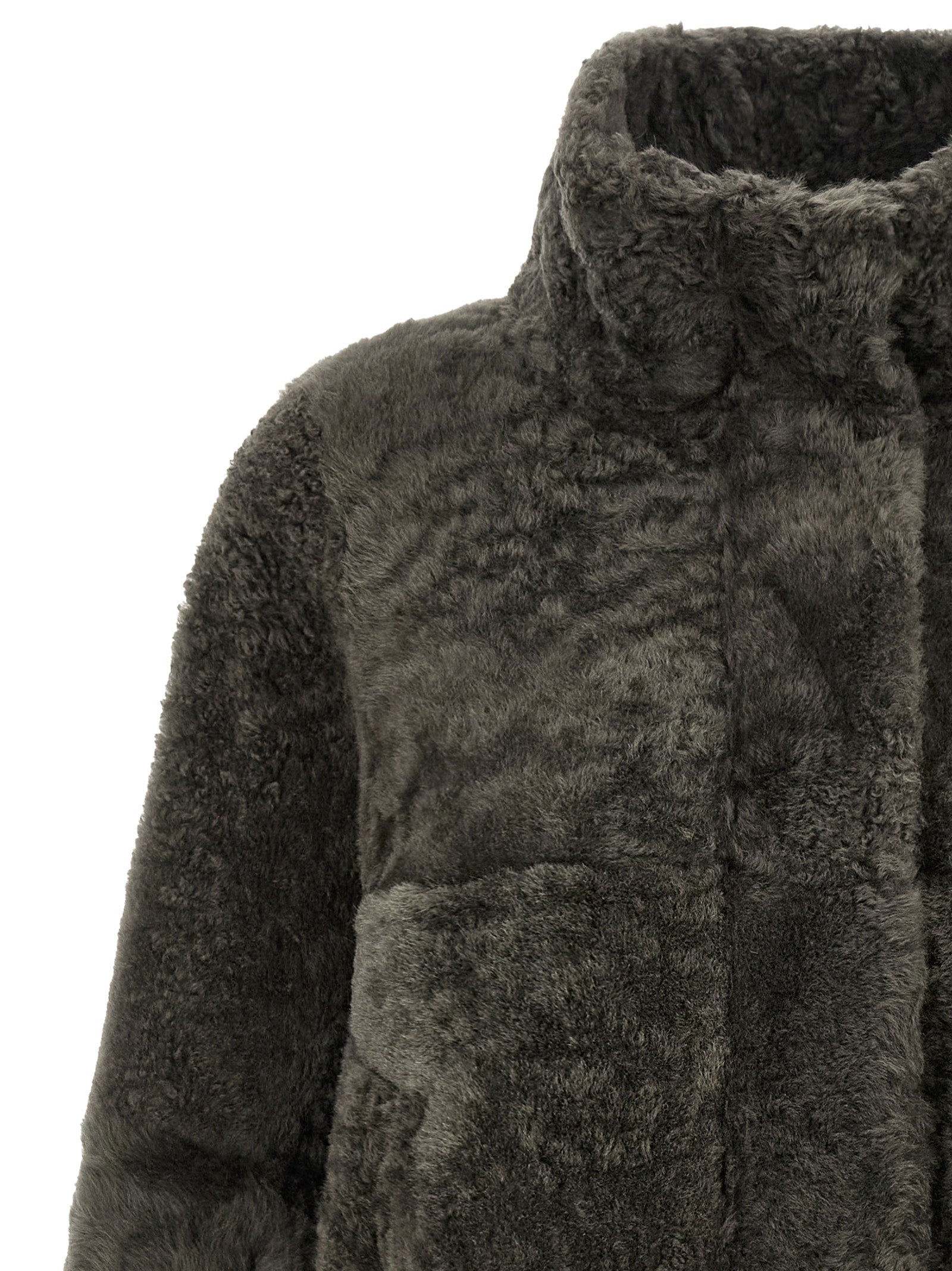 Brunello Cucinelli Gray Lamb Leather Full-Length Women's Jacket