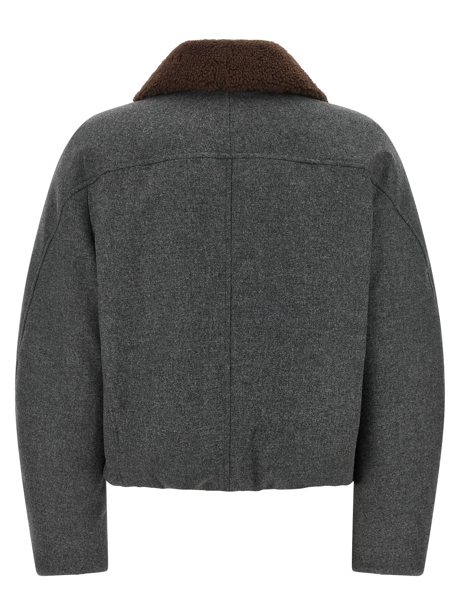 Brunello Cucinelli Gray Virgin Wool Full-Length Women's Jacket