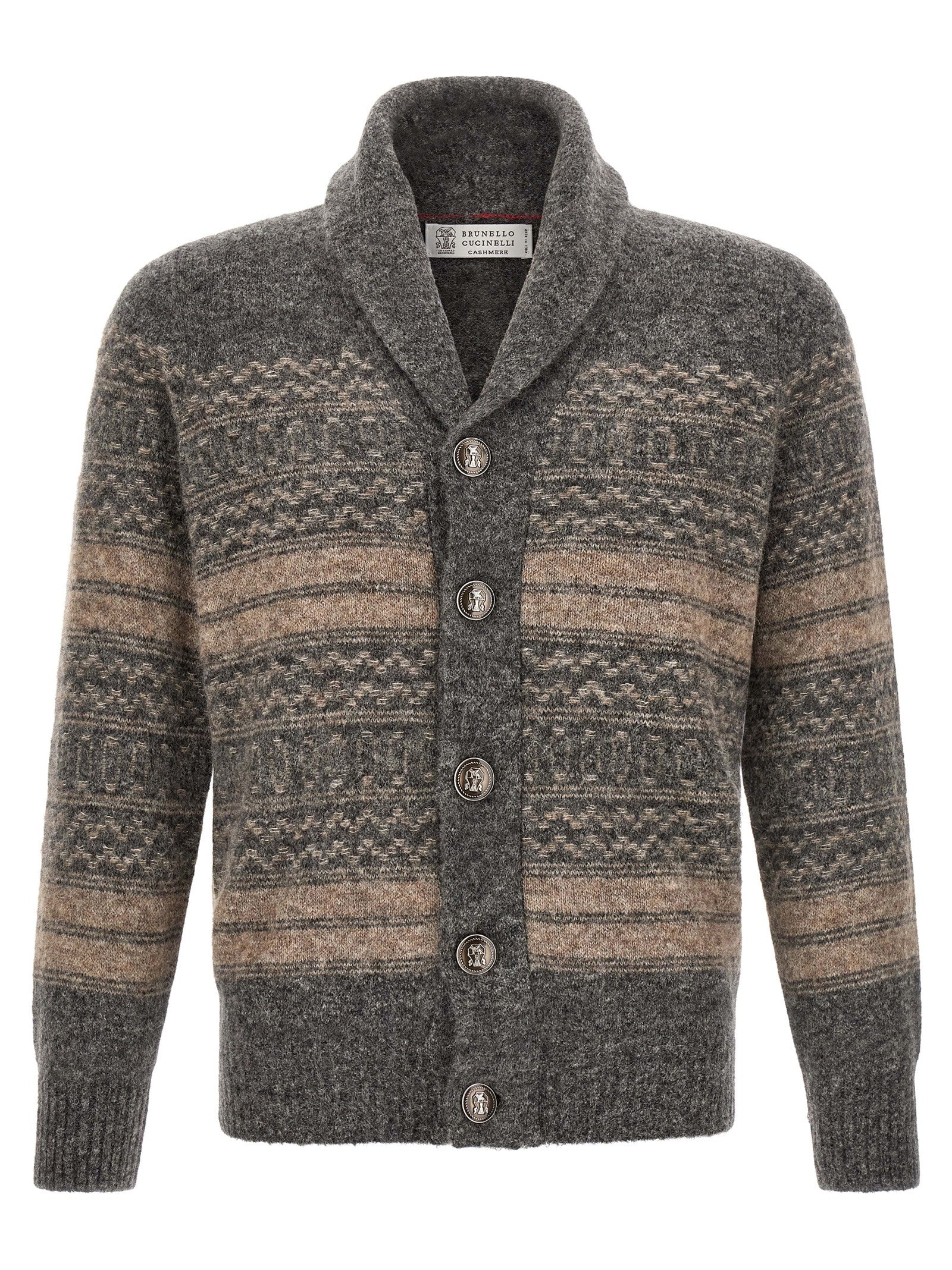 Brunello Cucinelli Gray Alpaca Leather Men's Cardigan