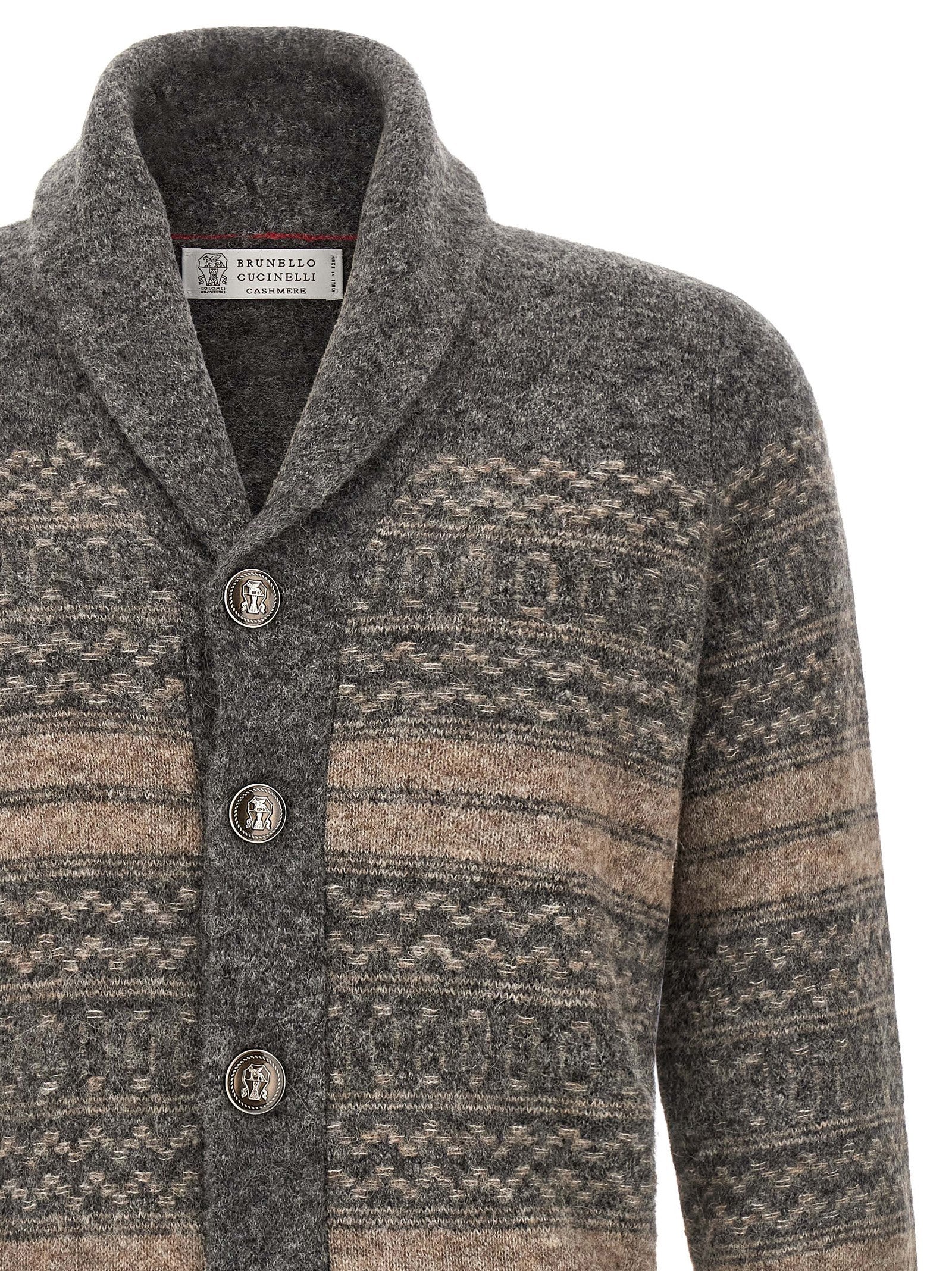 Brunello Cucinelli Gray Alpaca Leather Men's Cardigan