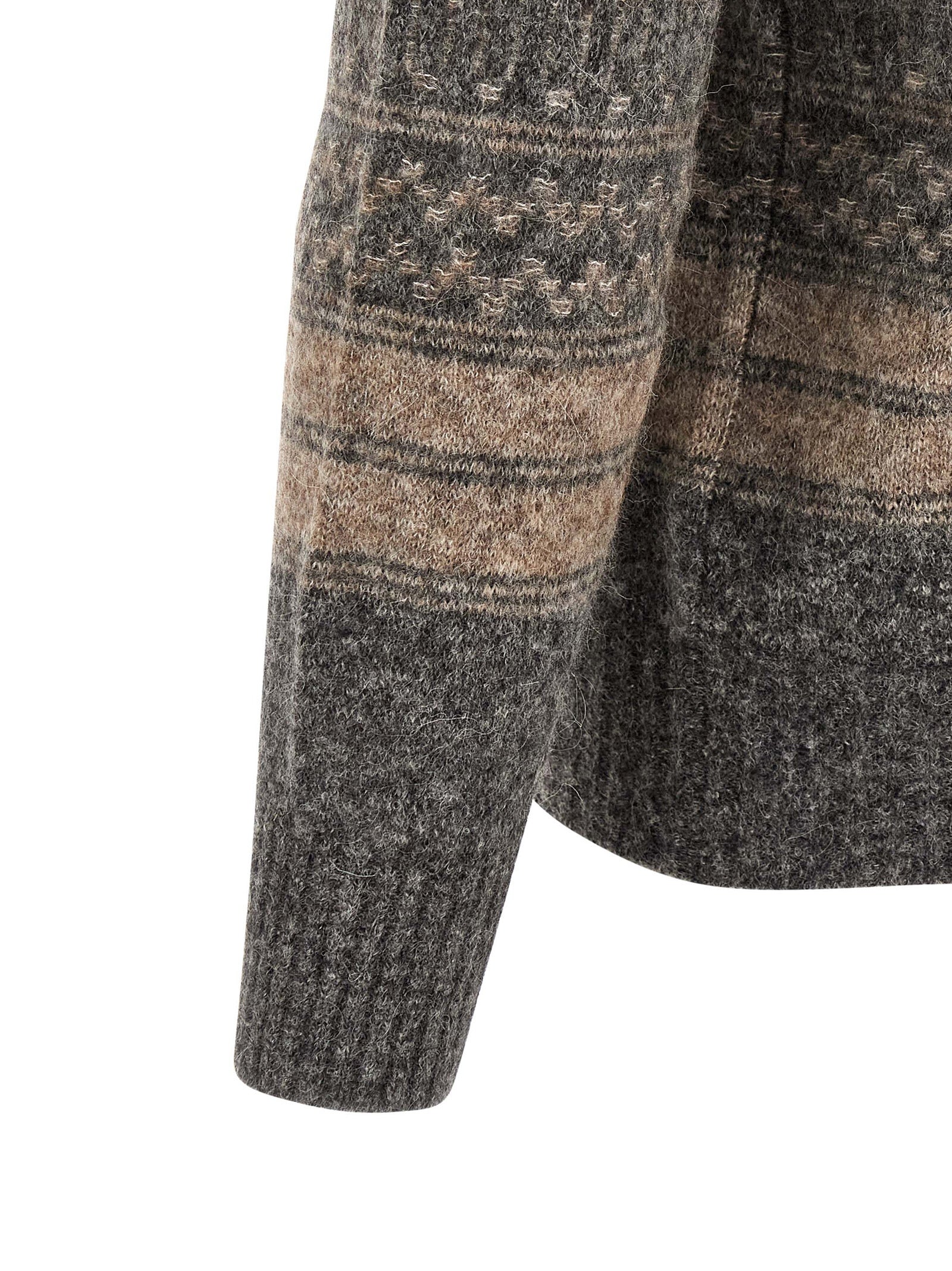 Brunello Cucinelli Gray Alpaca Leather Men's Cardigan