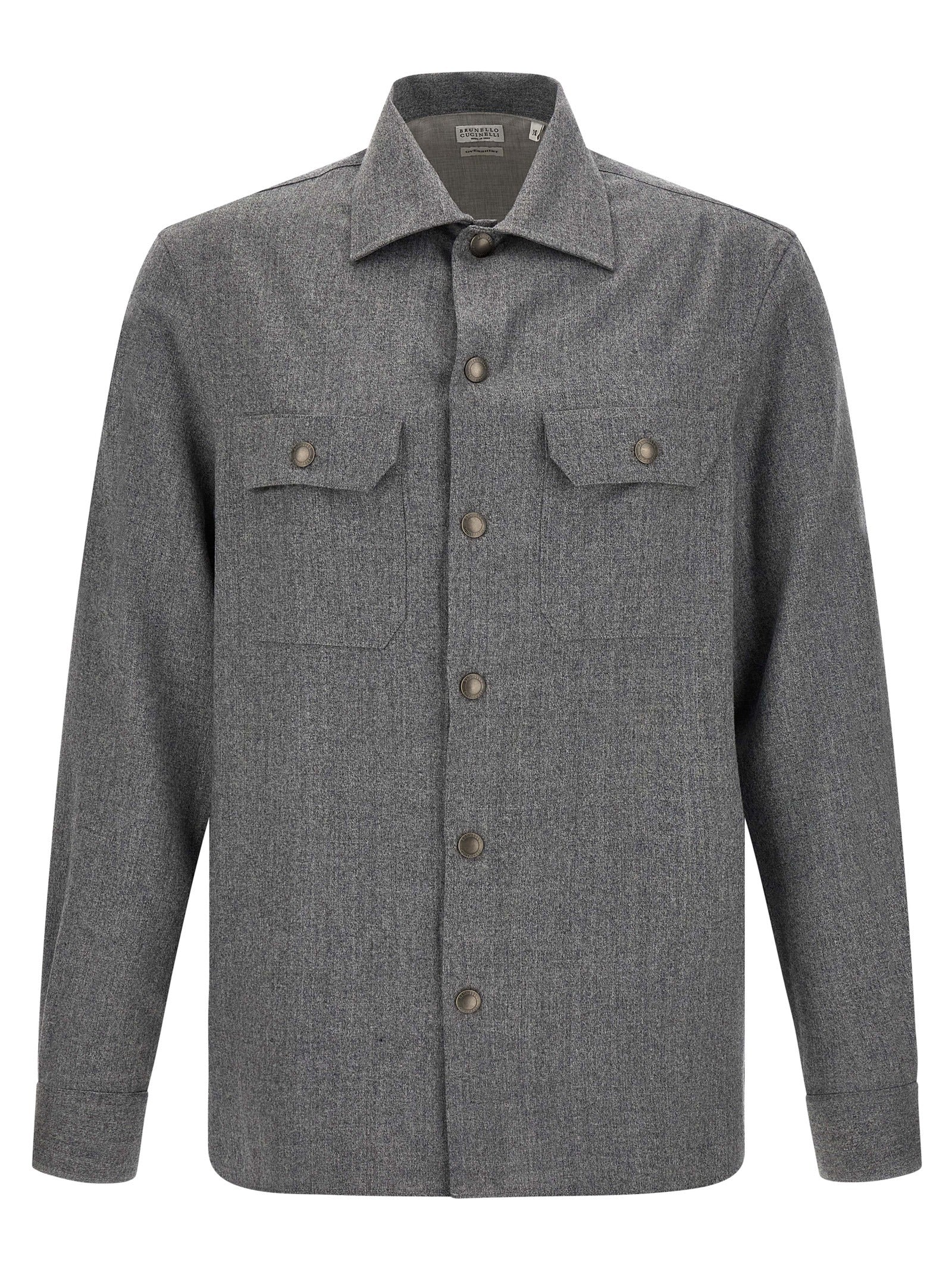 Brunello Cucinelli Gray Virgin Wool Men's Blouse