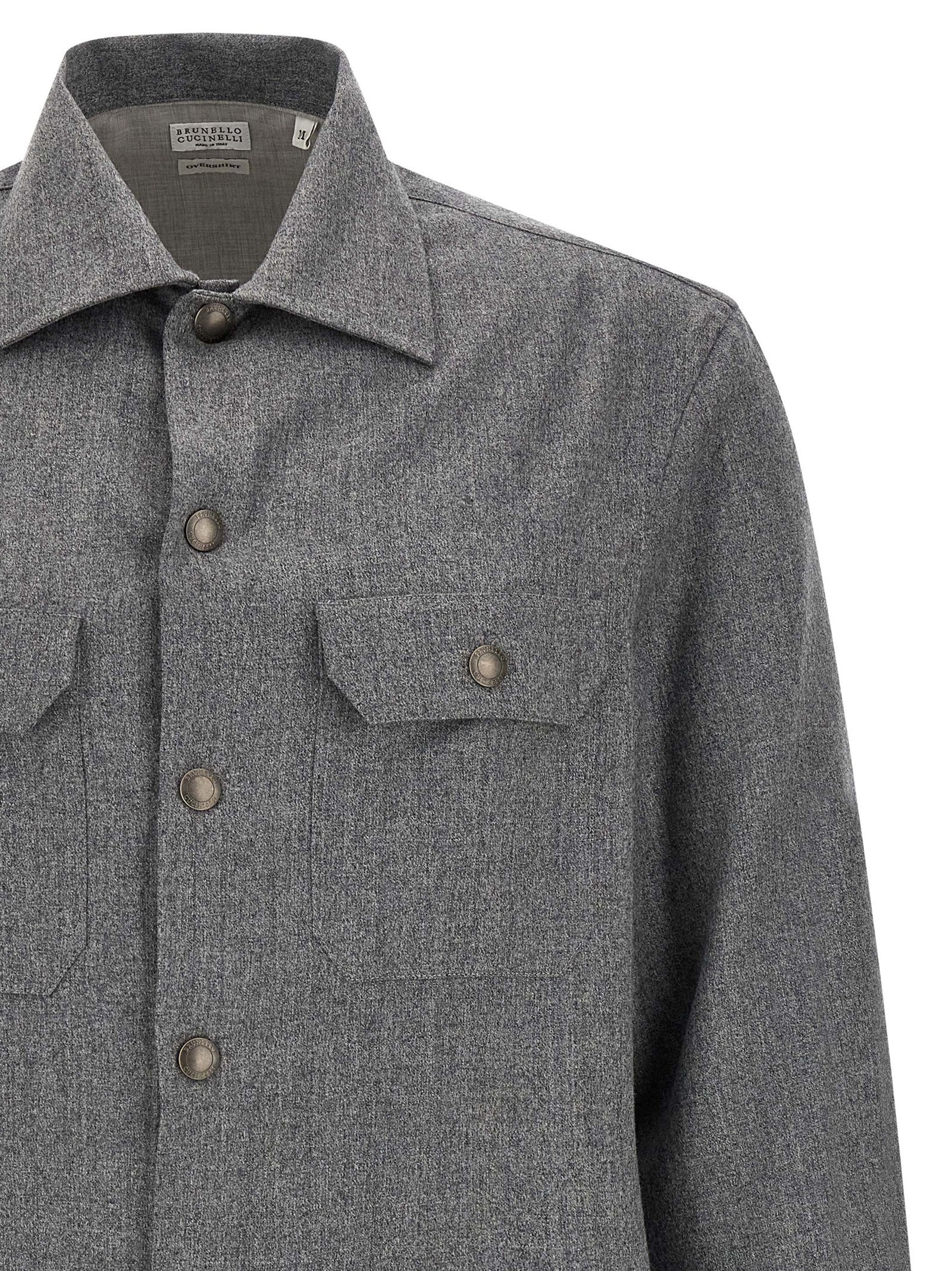 Brunello Cucinelli Gray Virgin Wool Men's Blouse