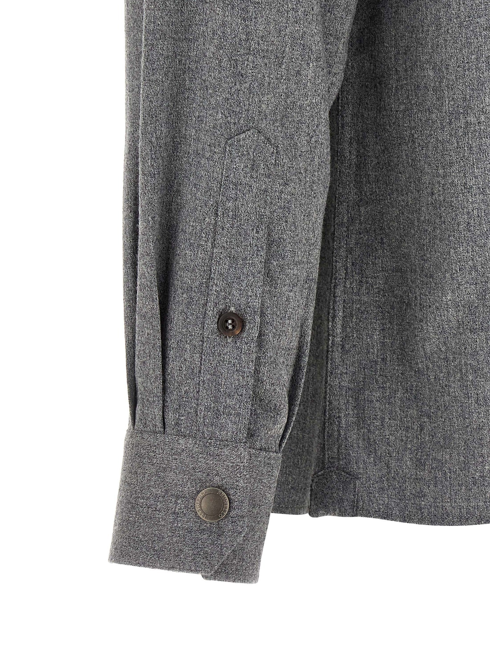 Brunello Cucinelli Gray Virgin Wool Men's Blouse