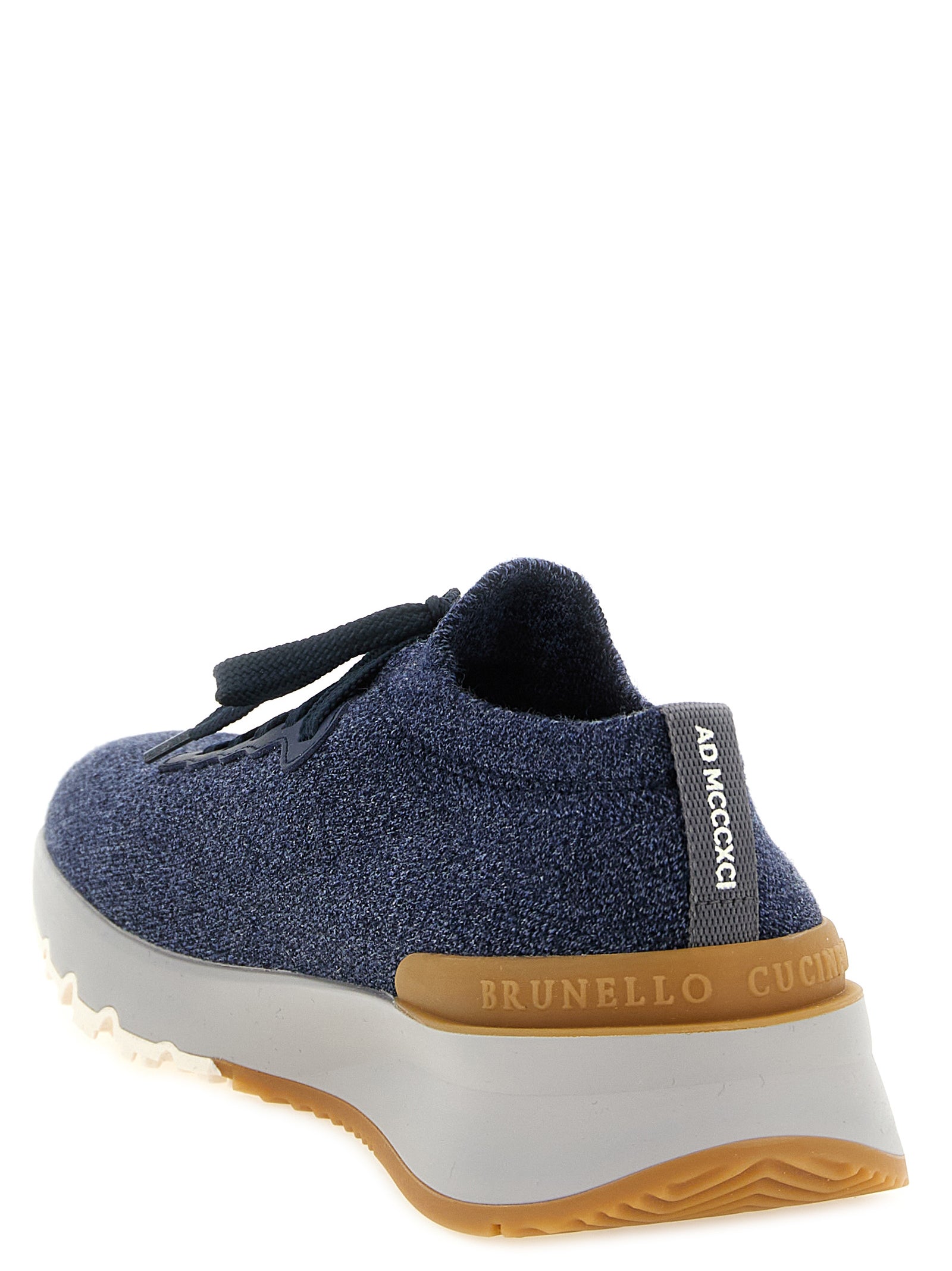 Brunello Cucinelli Blue Wool Athletic Men's Sneakers