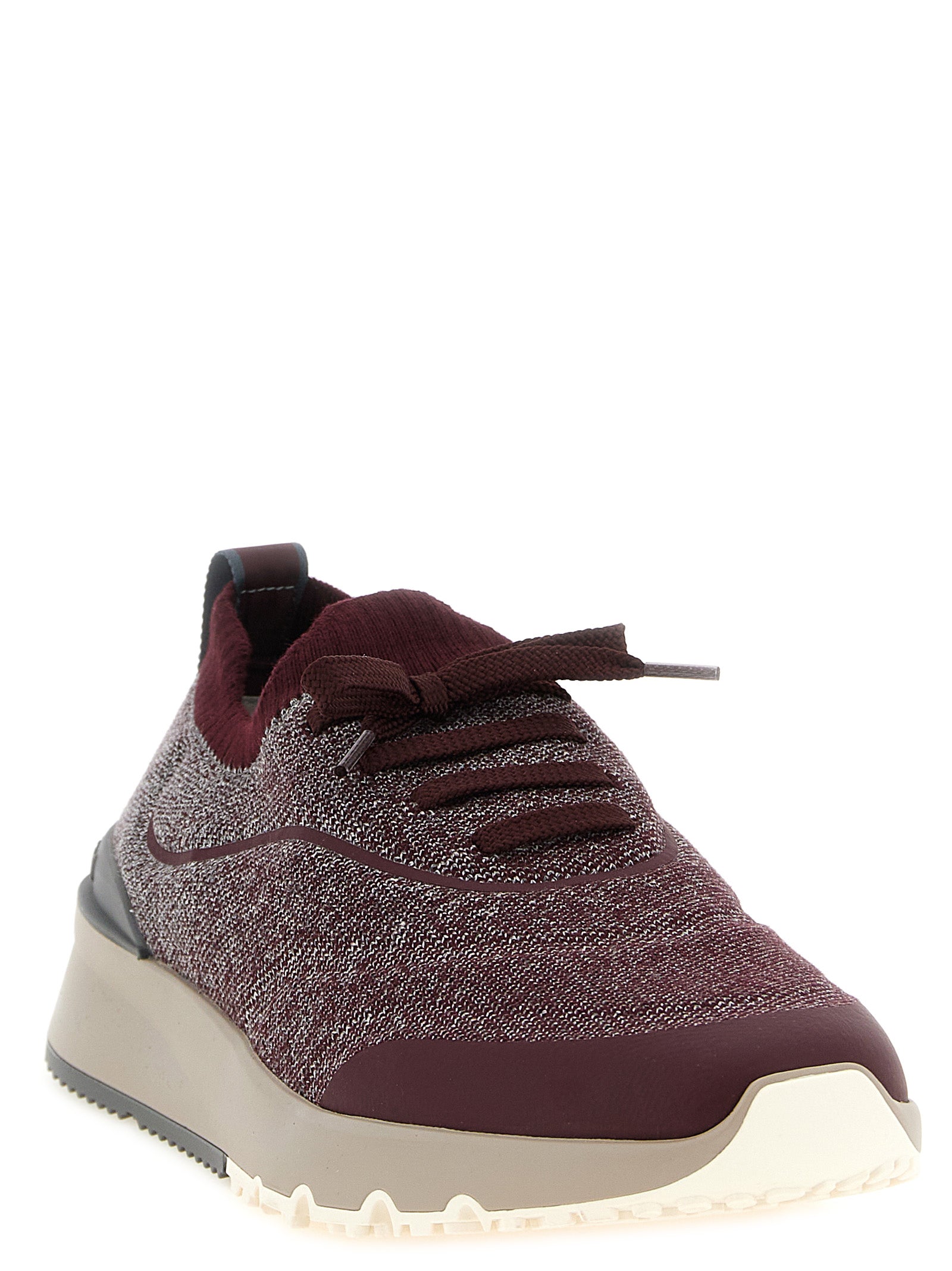 Brunello Cucinelli Bordeaux Cotton Athletic Men's Sneakers