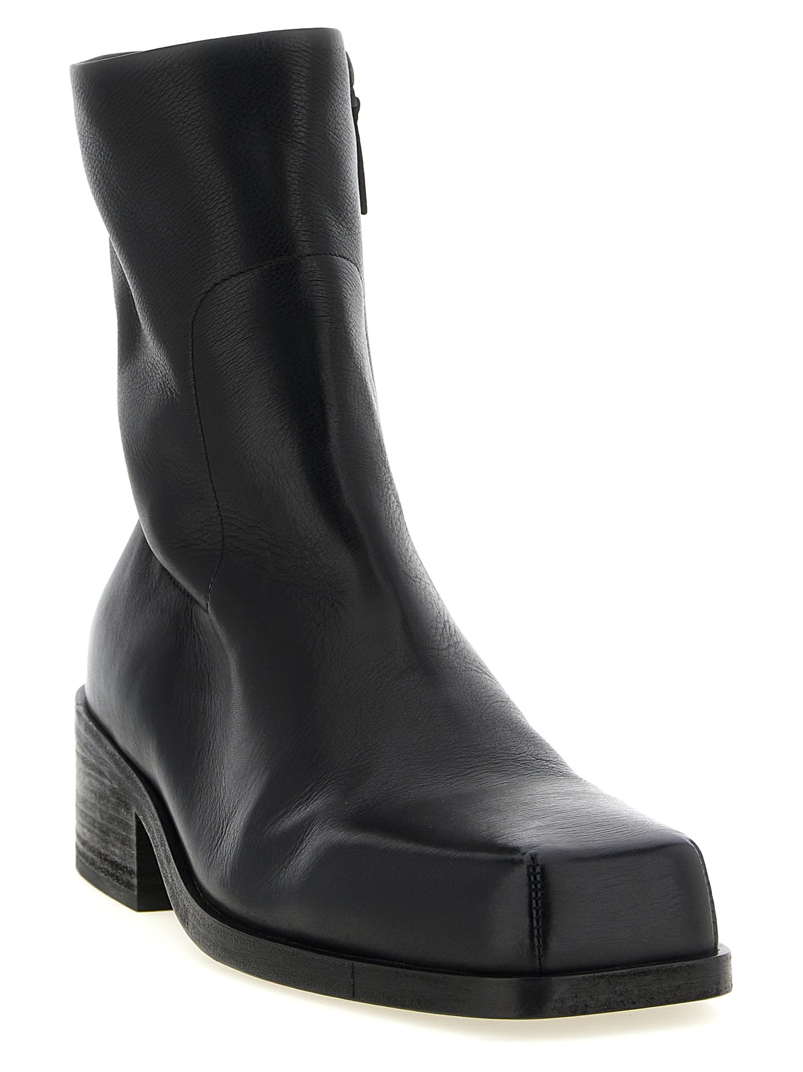 Marsell Black Calfskin Ankle Men's Boots