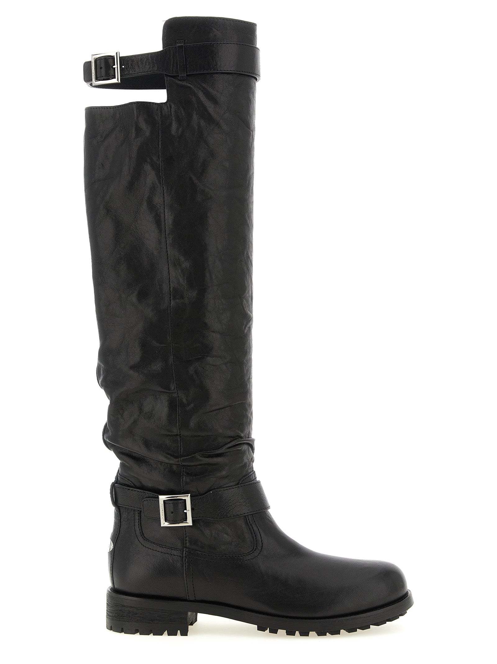Jimmy Choo Black Leather Over The Women's Knee