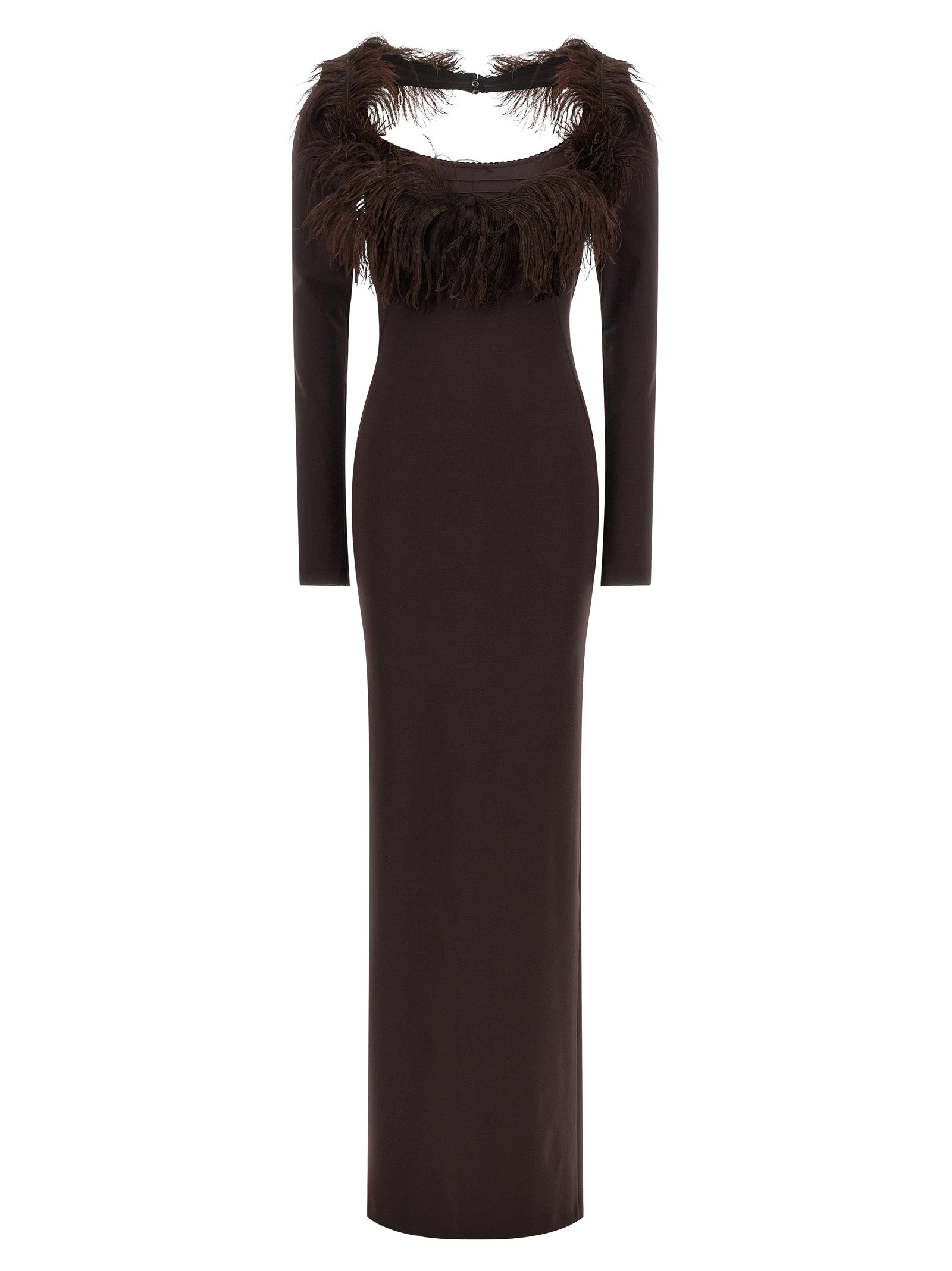The Attico Brown Viscose Long Women's Dress
