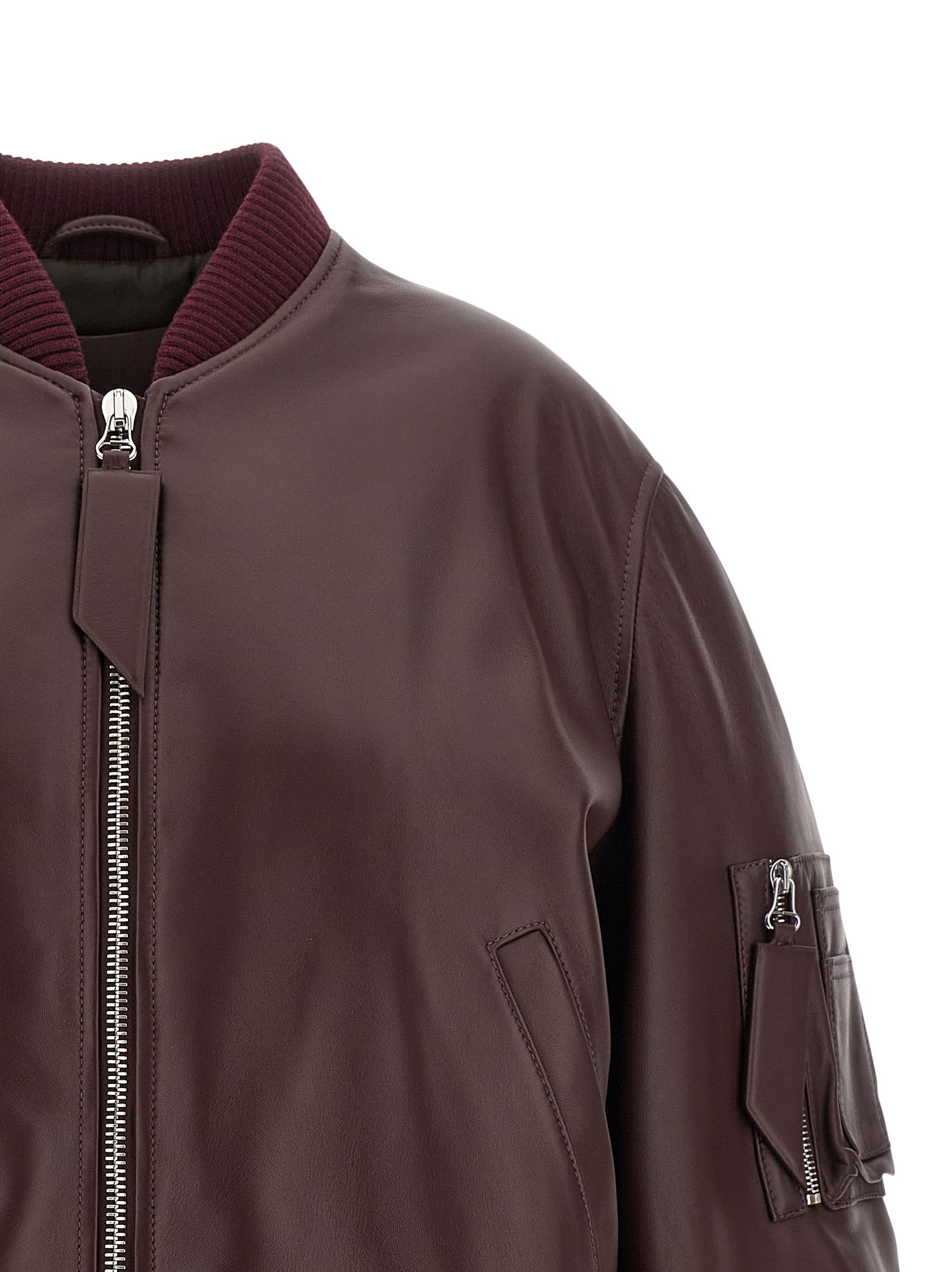 The Attico Bordeaux Lamb Leather Leather Women's Jacket