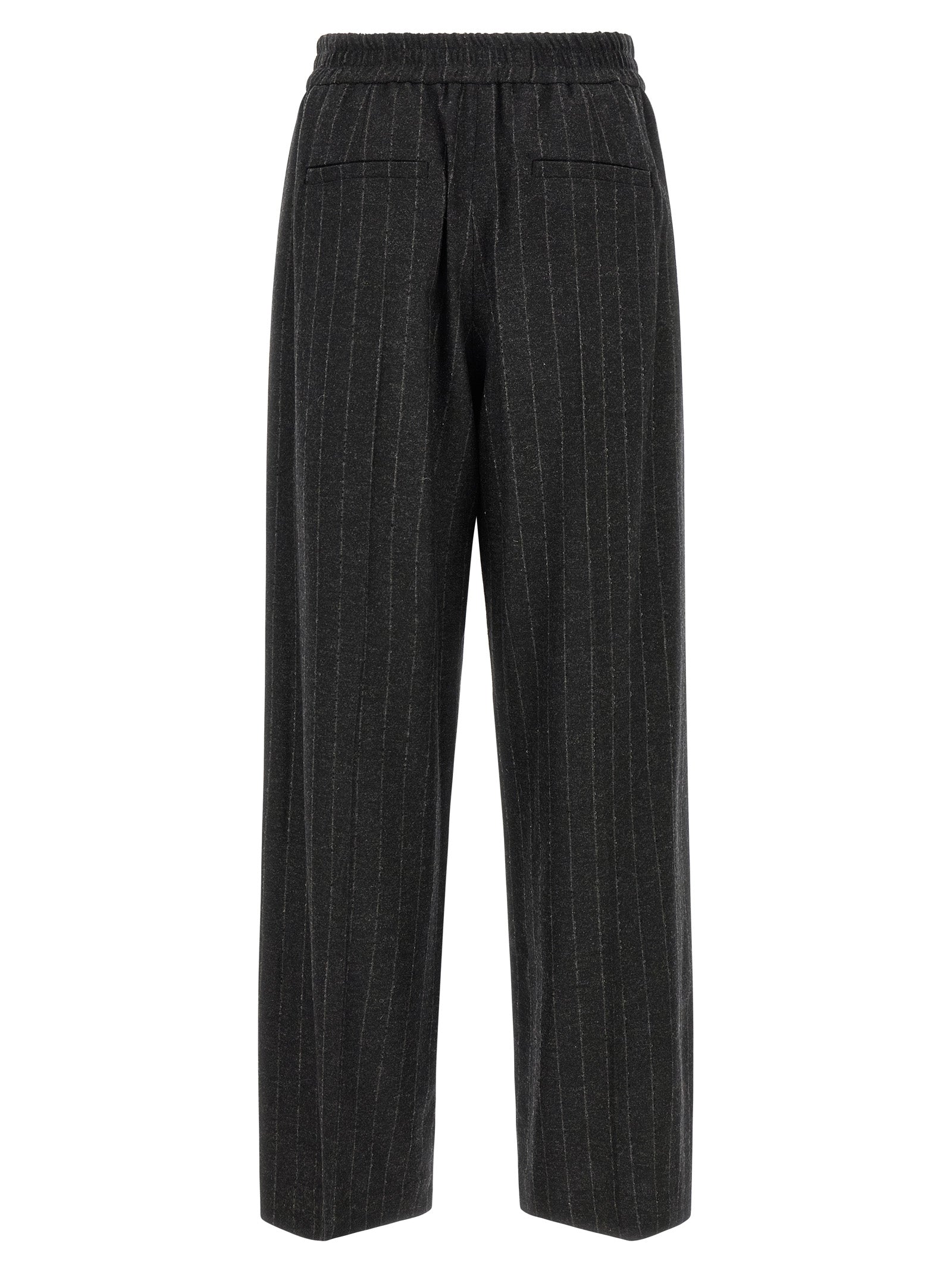 Brunello Cucinelli Gray Virgin Wool Casual Women's Pants