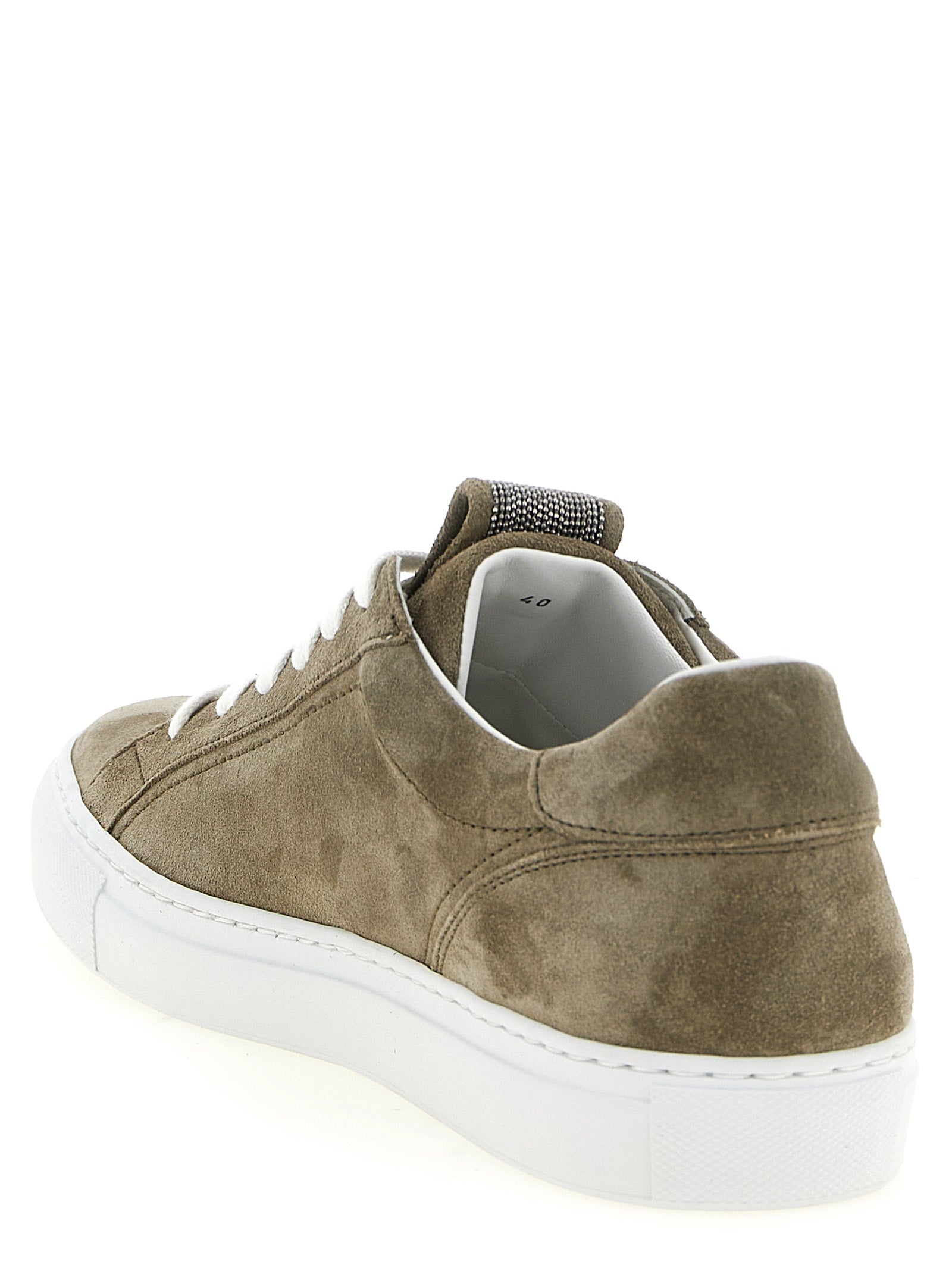 Brunello Cucinelli Gray Calfskin Low Top Women's Sneakers