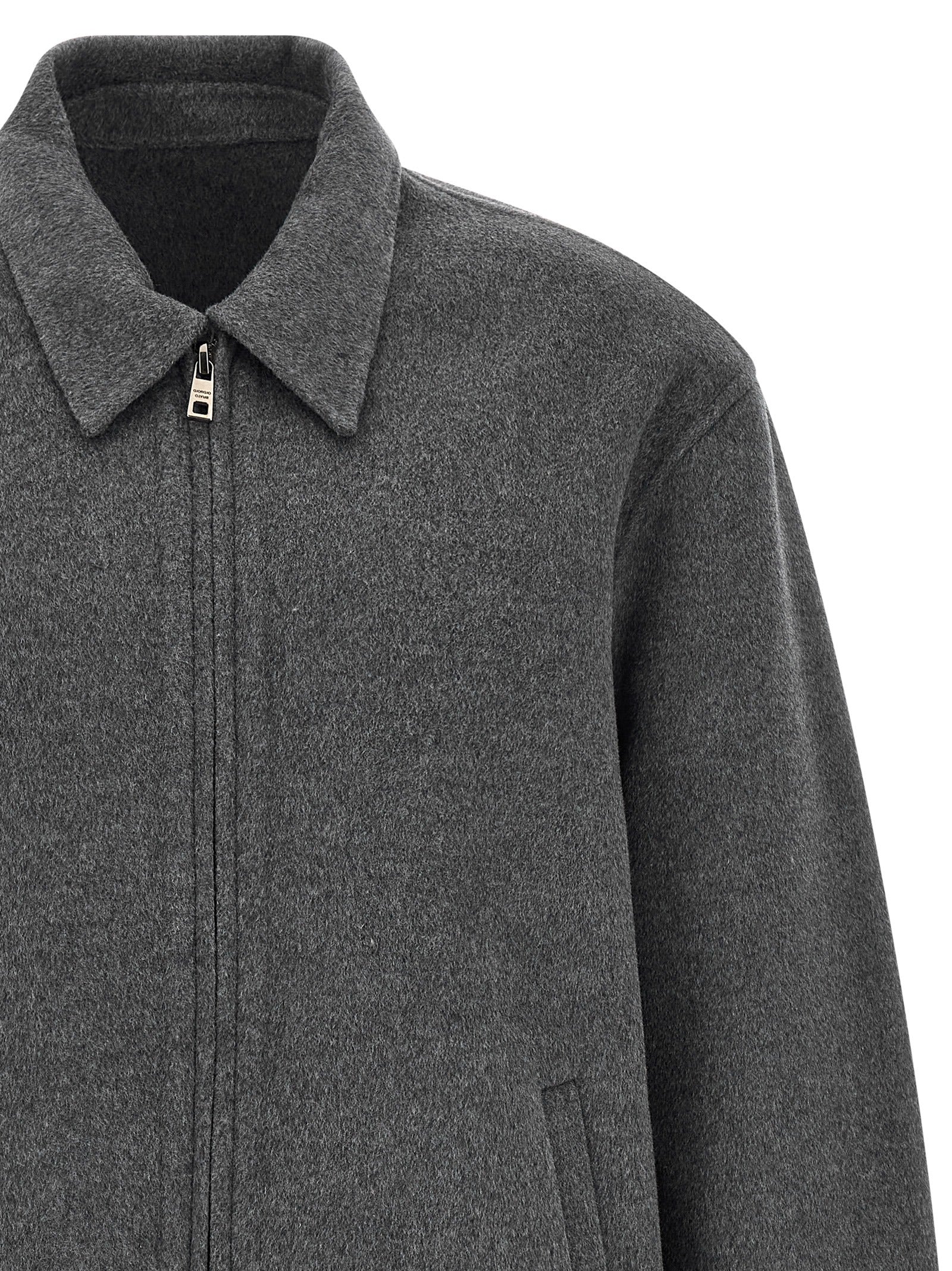 GIORGIO BRATO Gray Wool Full-Length Men's Jacket