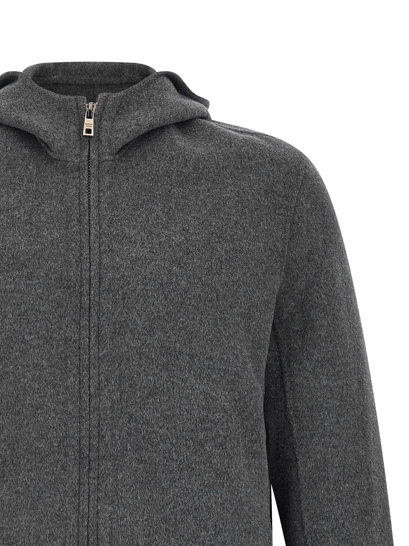 GIORGIO BRATO Gray Wool Full-Length Men's Jacket
