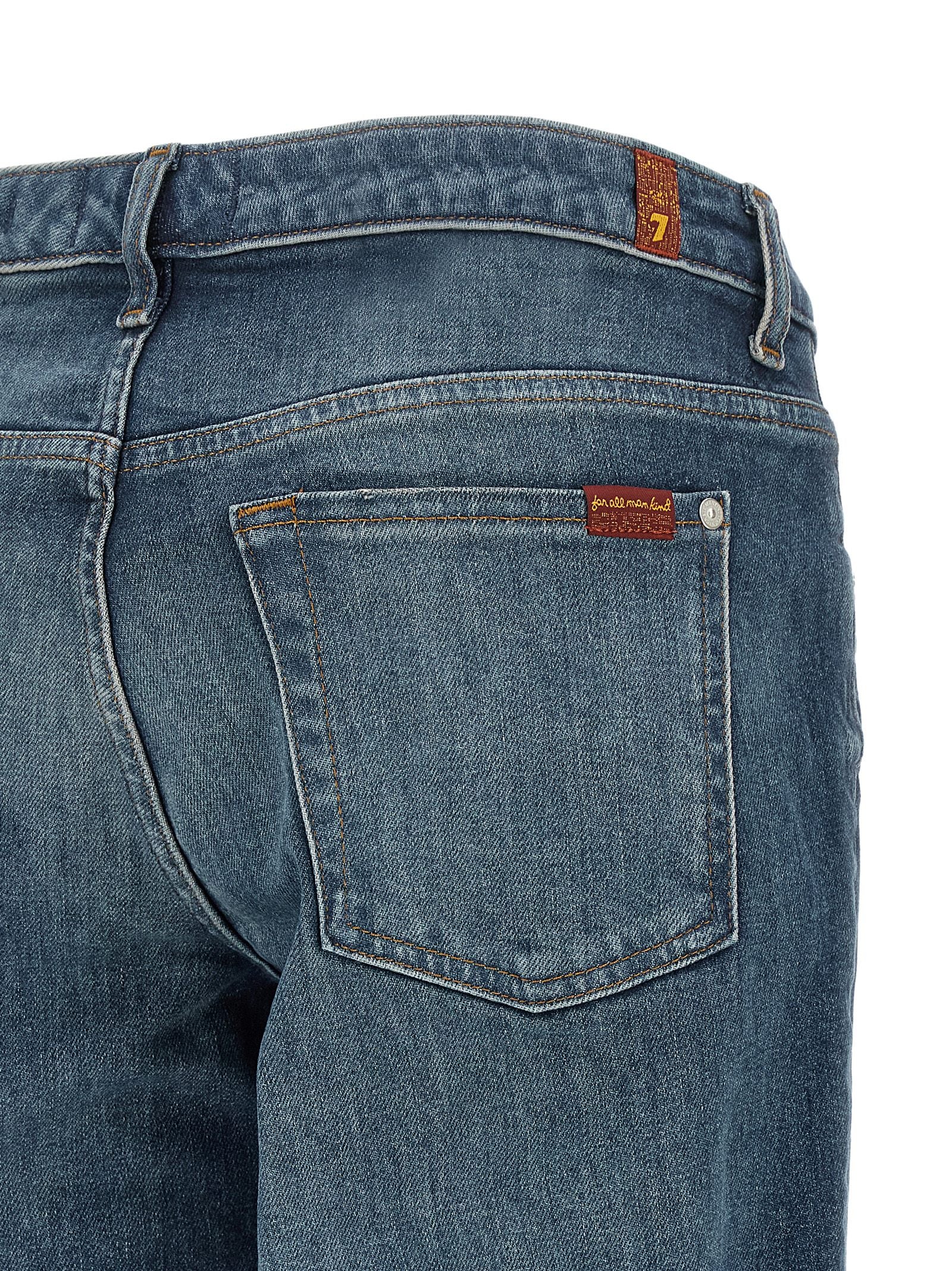 7 For All Mankind Blue Cotton Tapered Women's Jeans