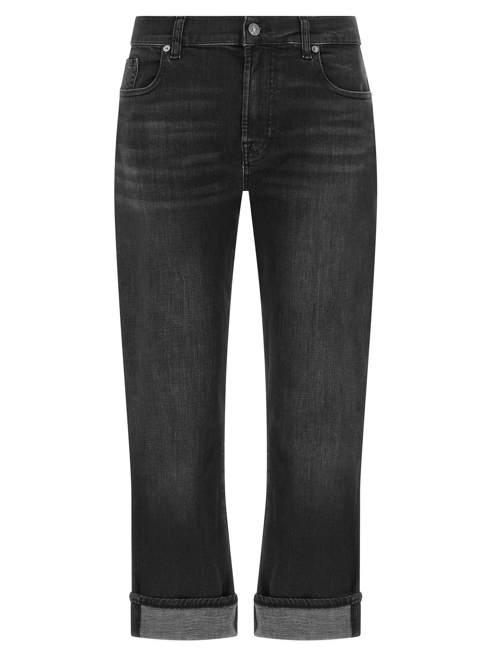 7 For All Mankind Black Cotton Relaxed Fit Women's Jeans