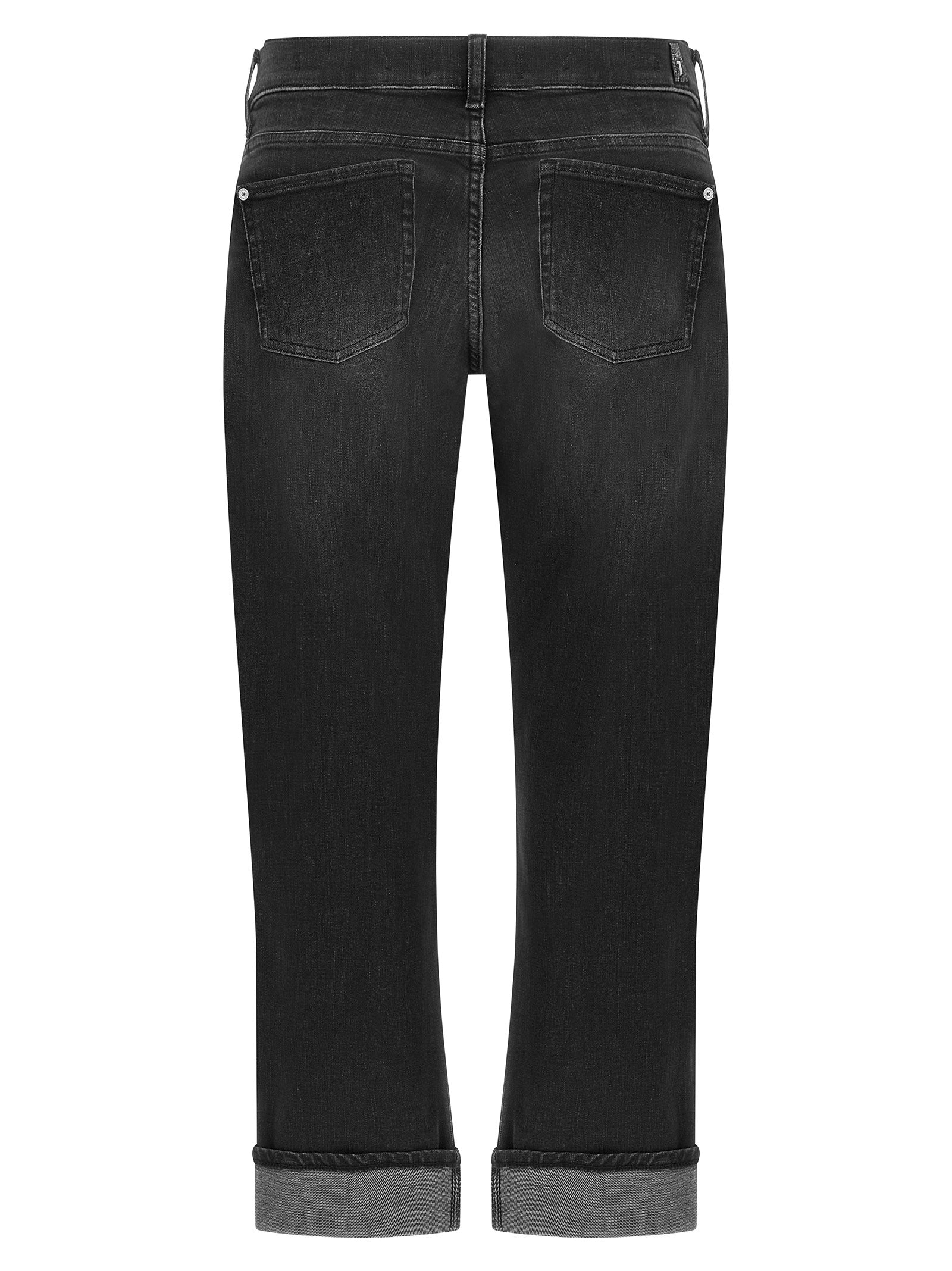 7 For All Mankind Black Cotton Relaxed Fit Women's Jeans