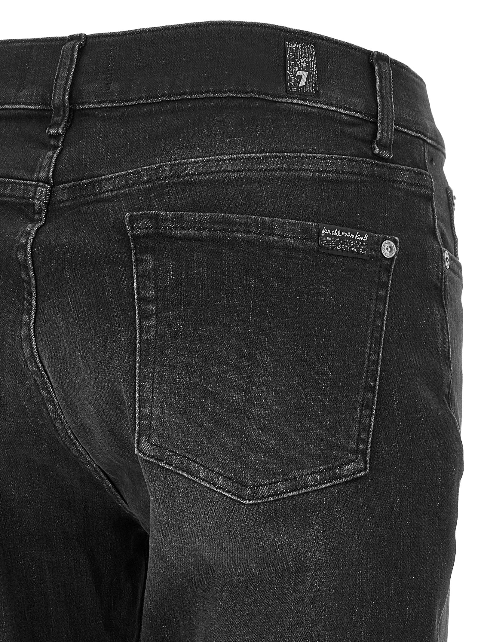 7 For All Mankind Black Cotton Relaxed Fit Women's Jeans