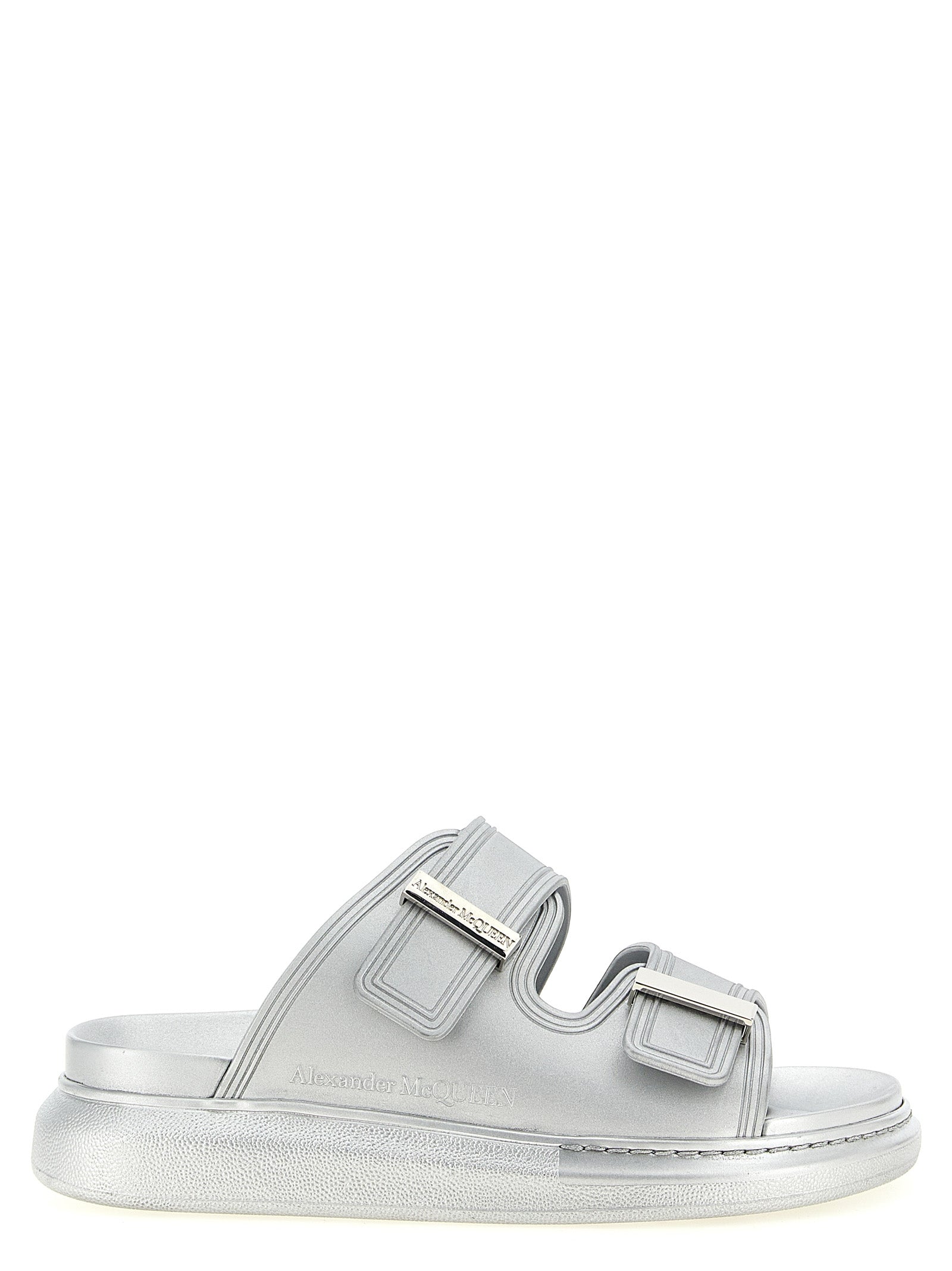 Alexander McQueen Silver Rubber Women's Slides