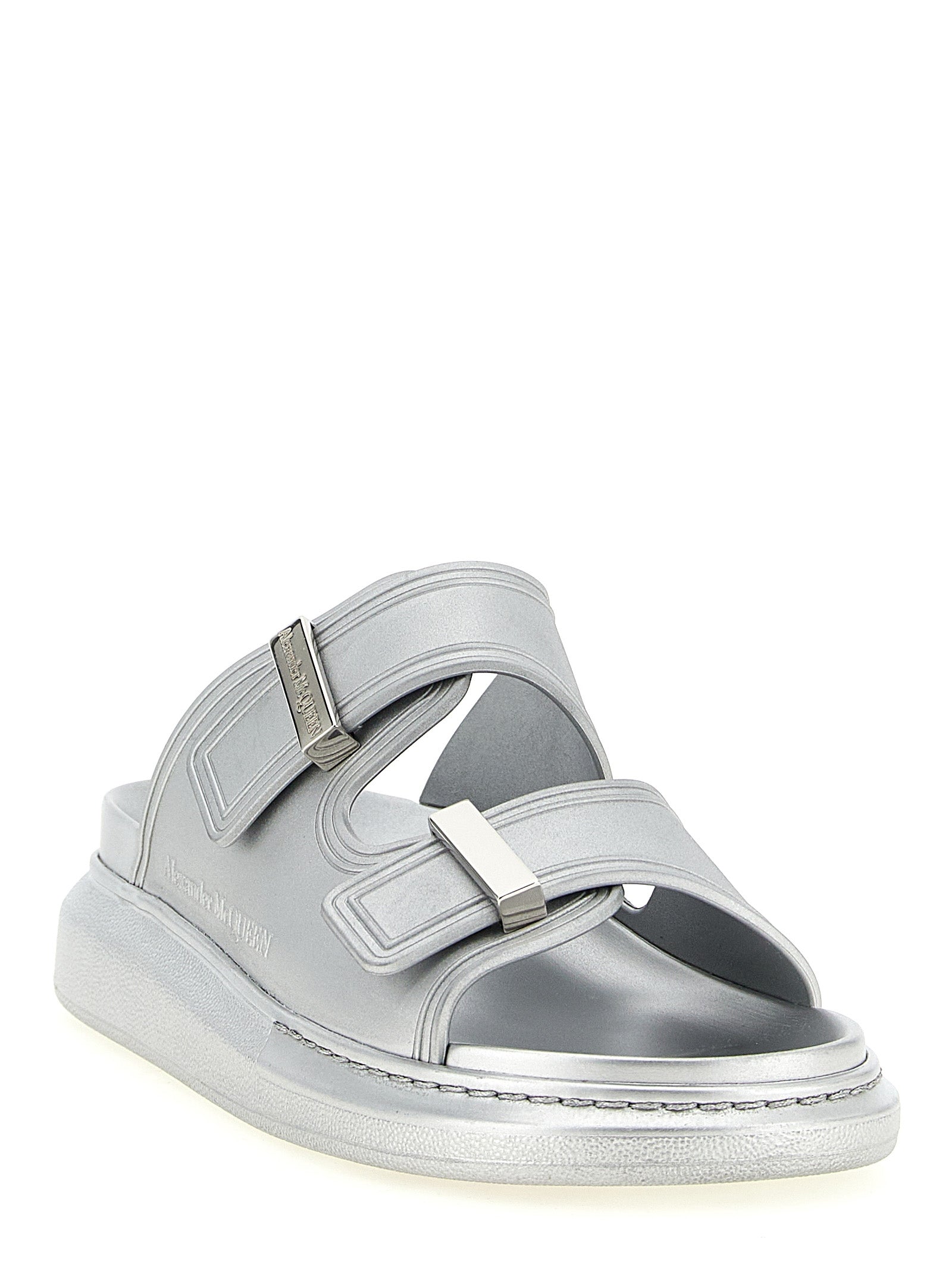 Alexander McQueen Silver Rubber Women's Slides