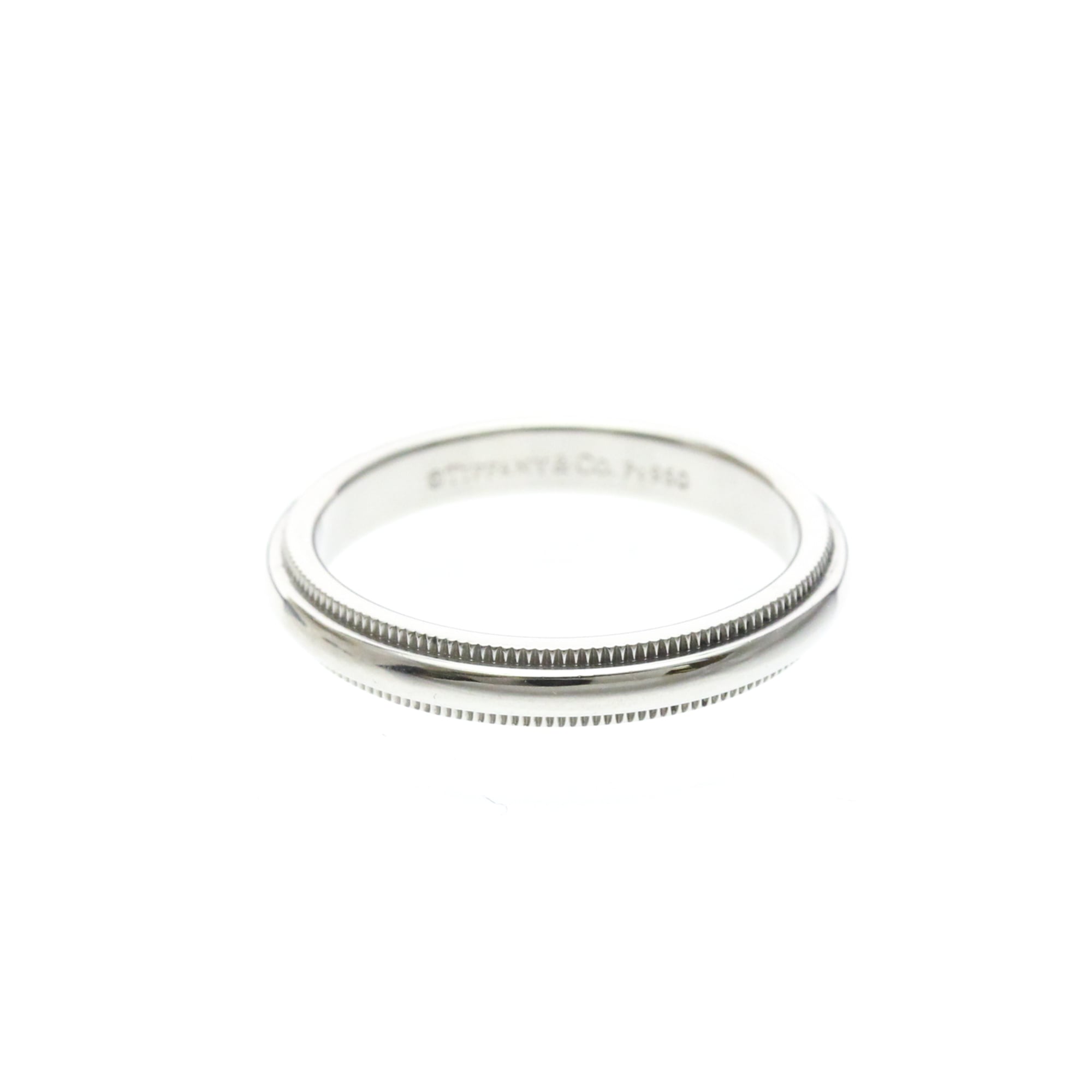 Tiffany & Co. Classic Milgrain Band Platinum Silver Platinum Ring Jewelry (Pre-Owned)