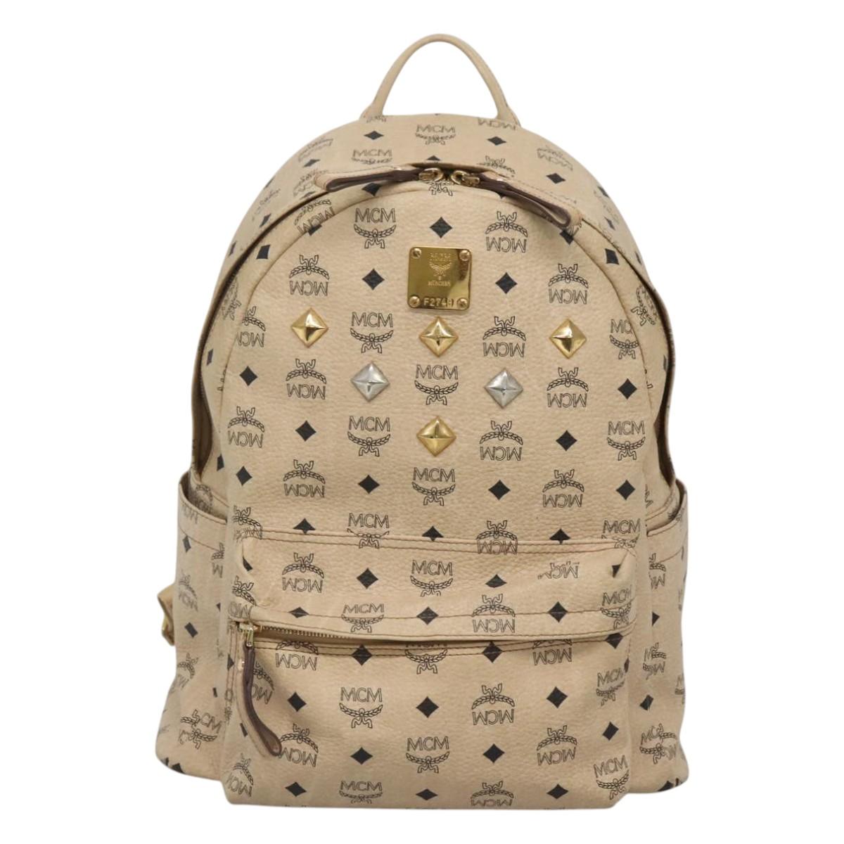 MCM Visetos Beige Canvas Backpack Bag (Pre-Owned)