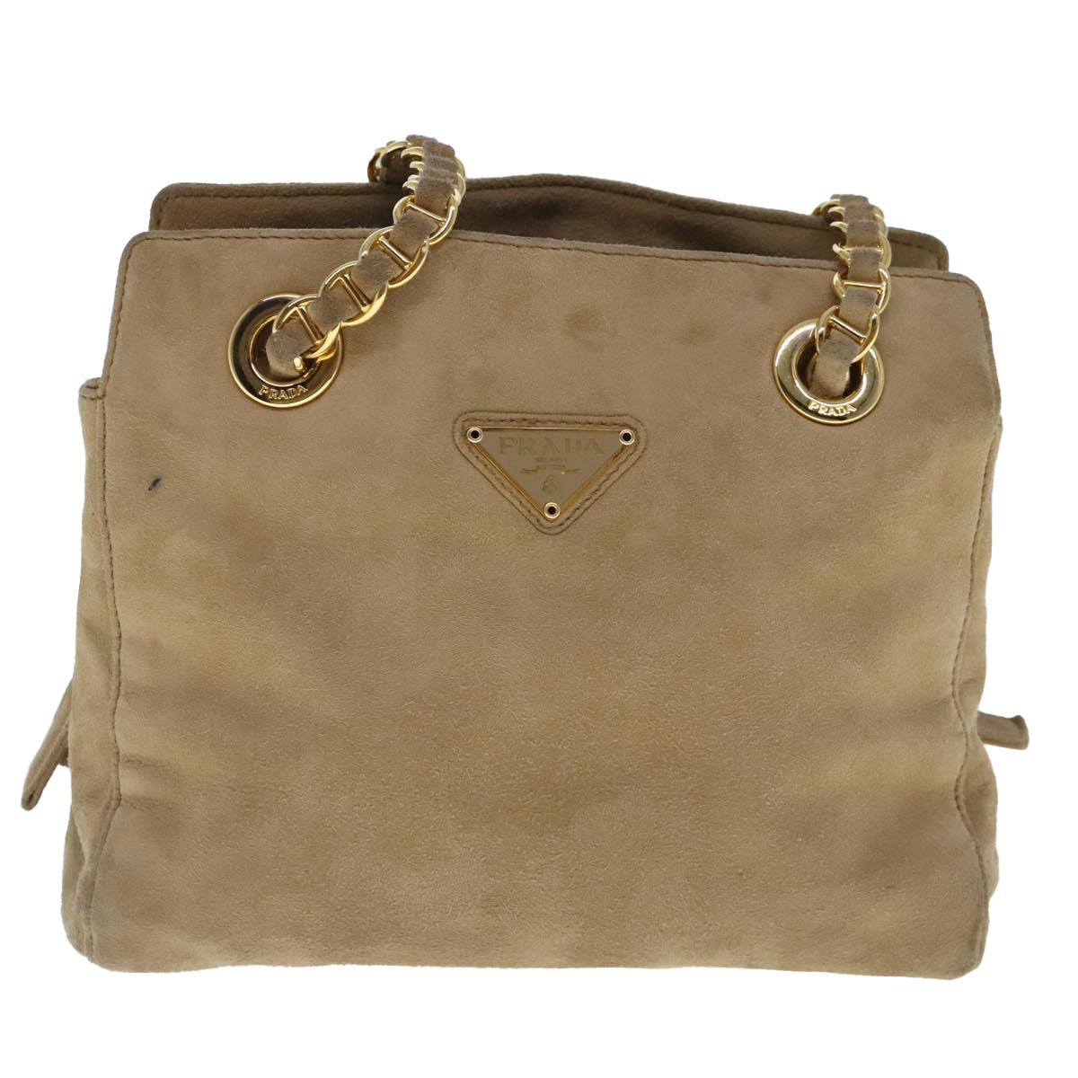 Prada Beige Suede Shoulder Bag (Pre-Owned)