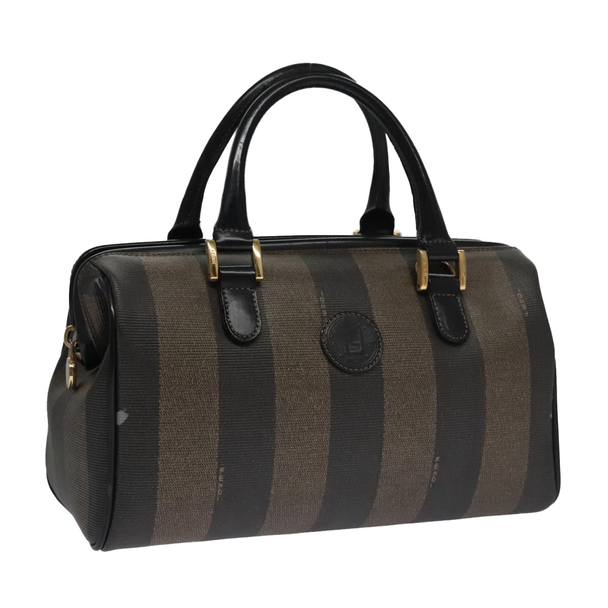 Fendi Pequin Brown Canvas Handbag (Pre-Owned)