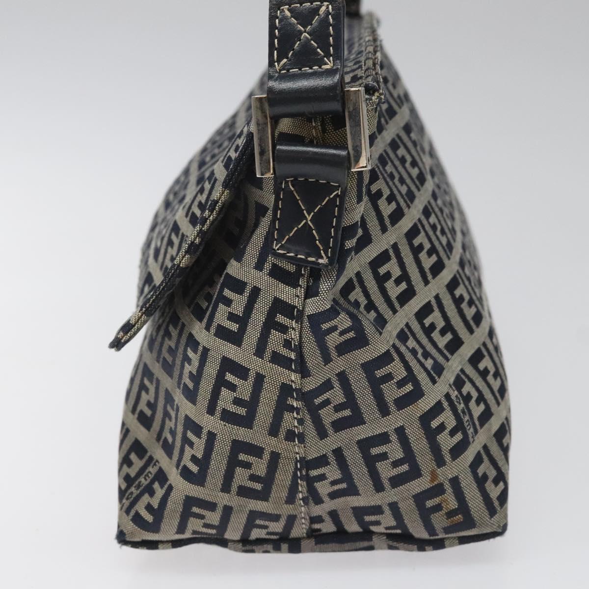 Fendi Zucchino Navy Canvas Shoulder Bag (Pre-Owned)