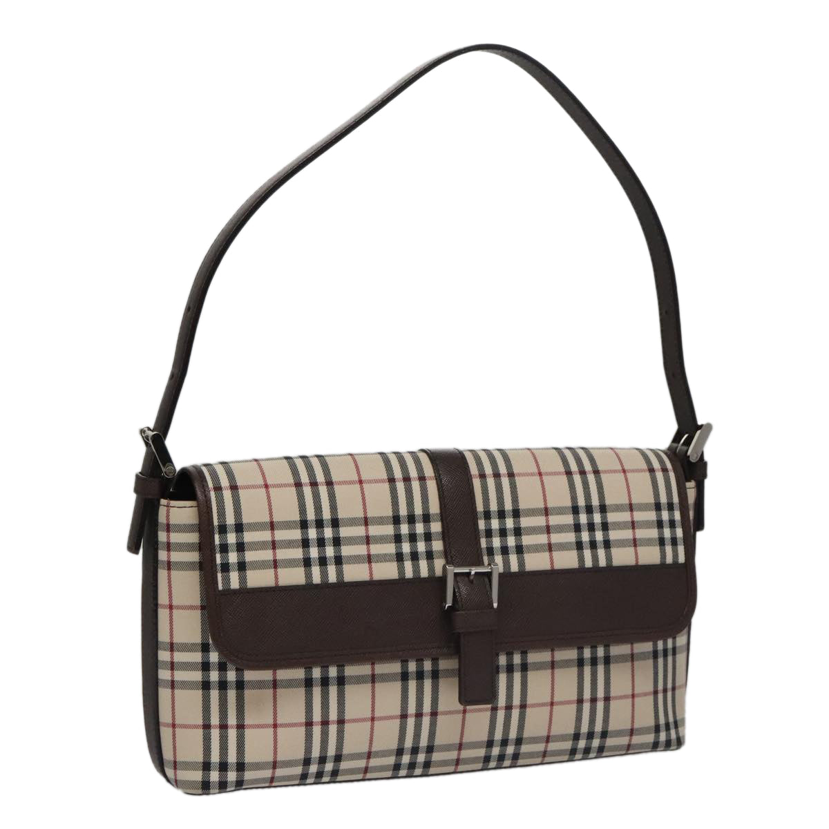 Burberry Nova Check Beige Canvas Shoulder Bag (Pre-Owned)