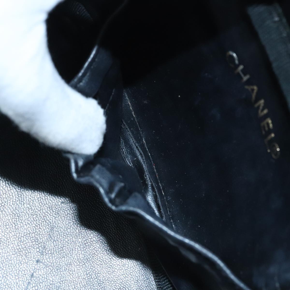 Chanel Vanity Black Leather Clutch Bag (Pre-Owned)