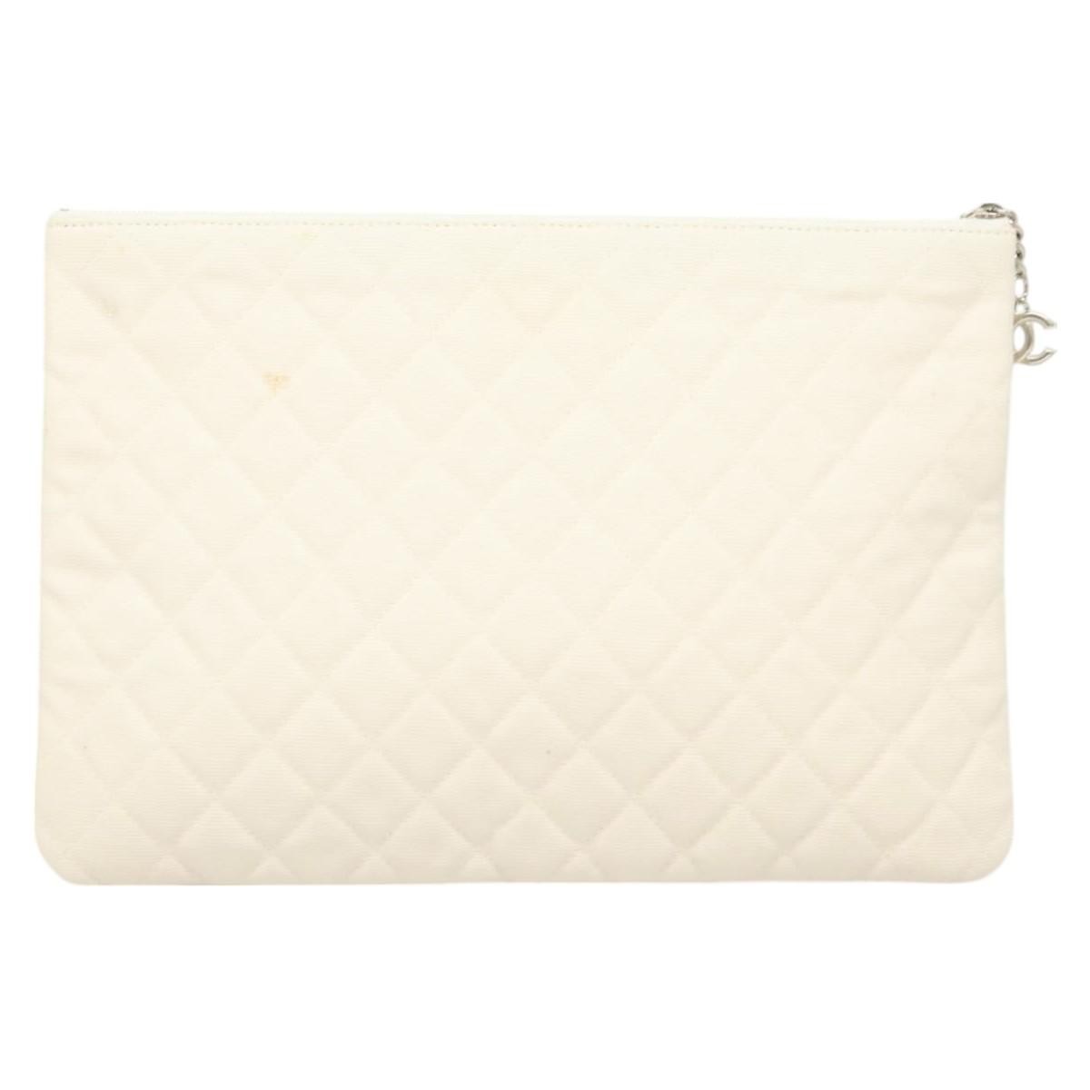 Chanel Coco Cuba Printed Quilted Canvas White Canvas Bag (Pre-Owned)