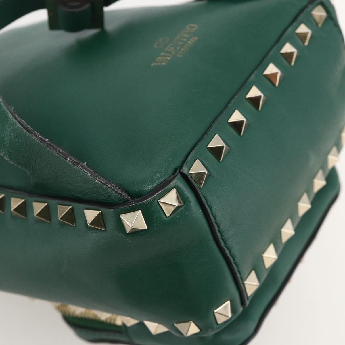 Valentino Garavani Rockstud Leather Green Leather Backpack Bag (Pre-Owned)