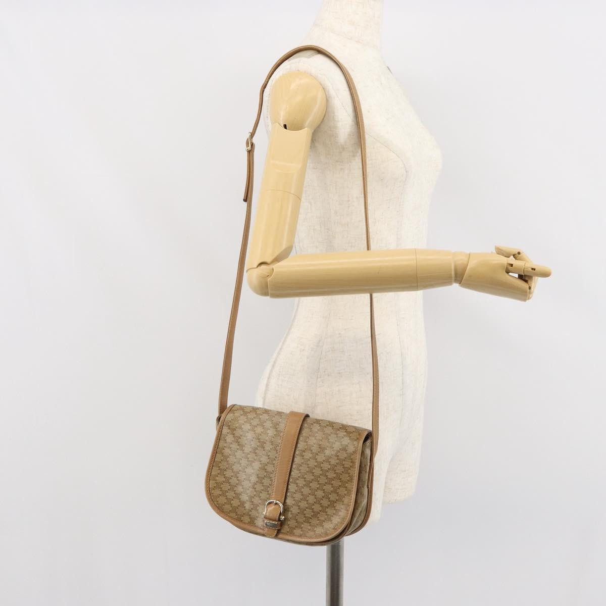 Celine Vintage Macadam Canvas Beige Canvas Shoulder Bag Bag (Pre-Owned)