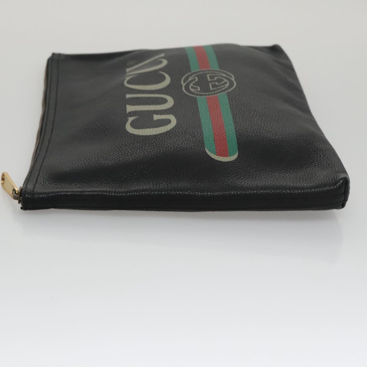 Gucci Imprime Black Leather Clutch Bag (Pre-Owned)