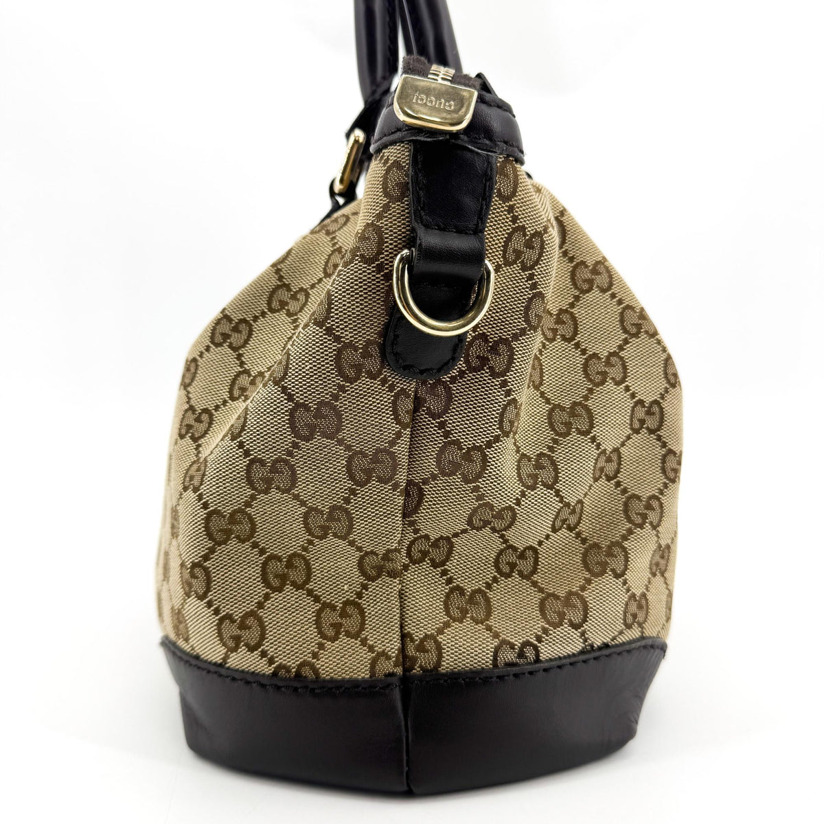 Gucci Sukey Top Handle Satchel Gg Canvas With Leather Brown Canvas Handbag (Pre-Owned)