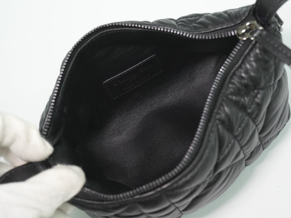 Christian Dior Diortravel Nomad Macrocannage Quilt Calfskin Black Leather Clutche & Pouche Bag (Pre-Owned)