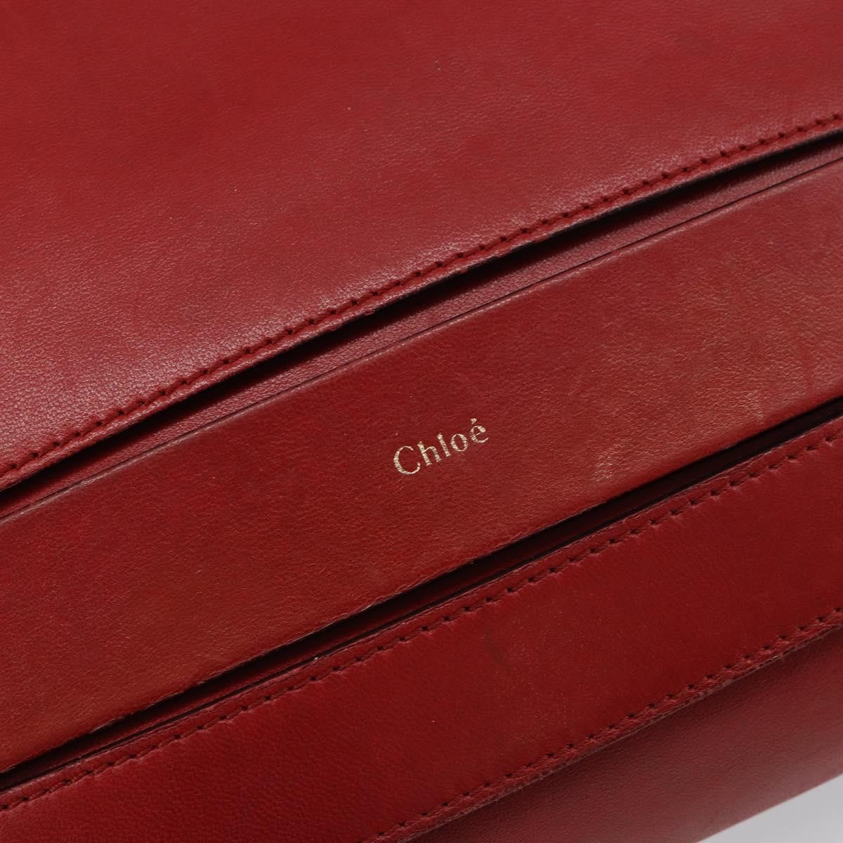 Chloe Elle Chain Clutch Leather Red Leather Bag (Pre-Owned)