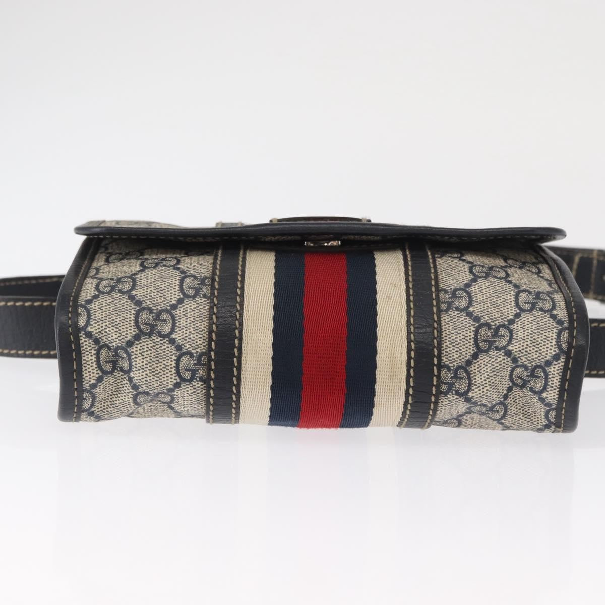 Gucci Vintage Web Belt Gg Coated Canvas Beige Canvas Handbag (Pre-Owned)