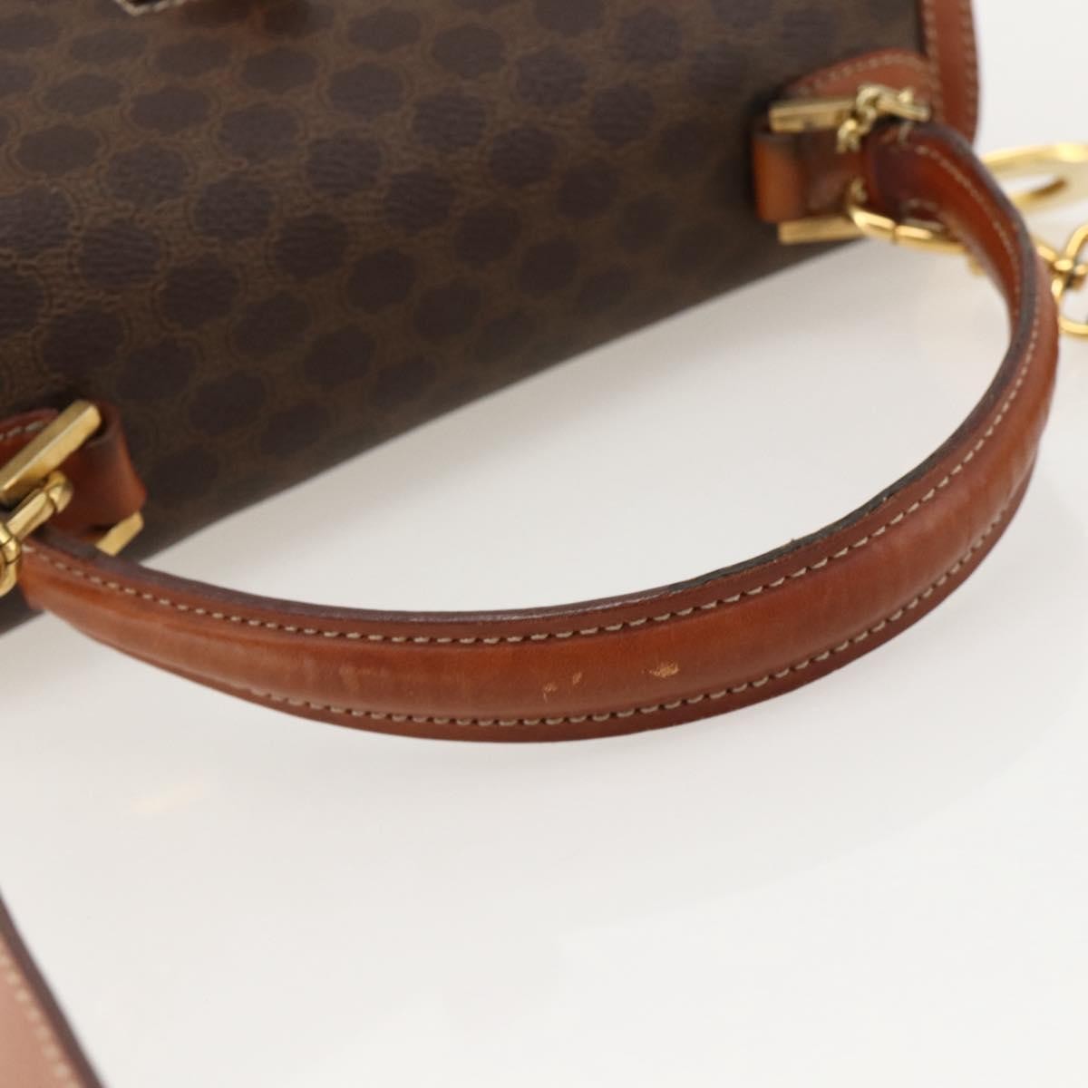 Celine Vintage Convertible Top Handle Macadam Coated Canvas Brown Pvc Handbag (Pre-Owned)