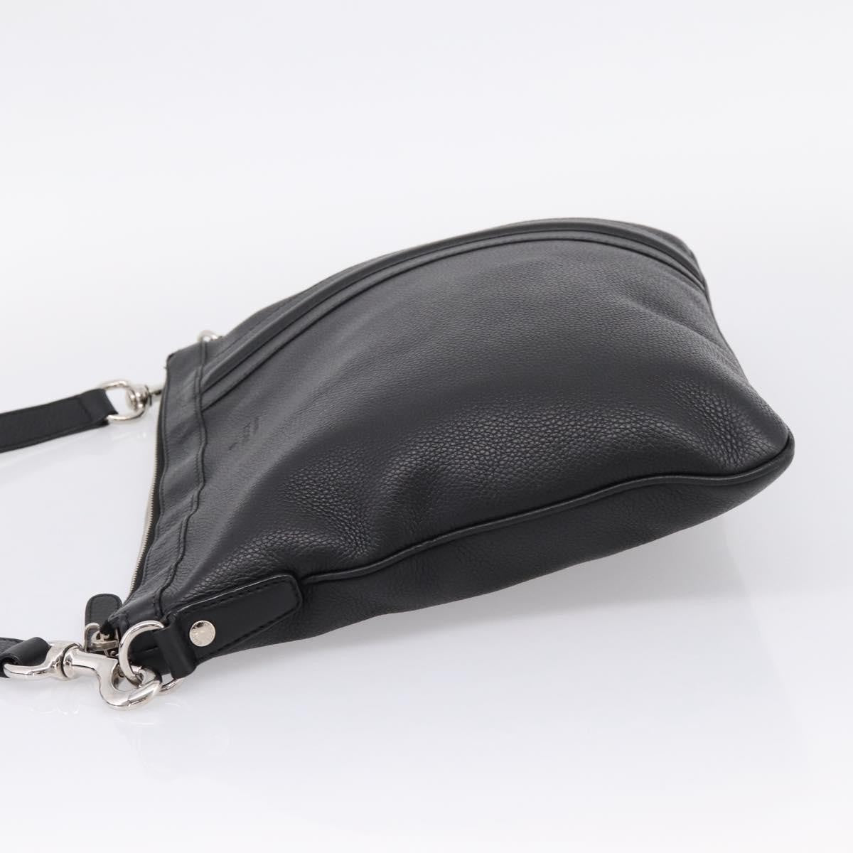Gucci Zip Messenger Leather With Striped Detail Black Leather Handbag (Pre-Owned)