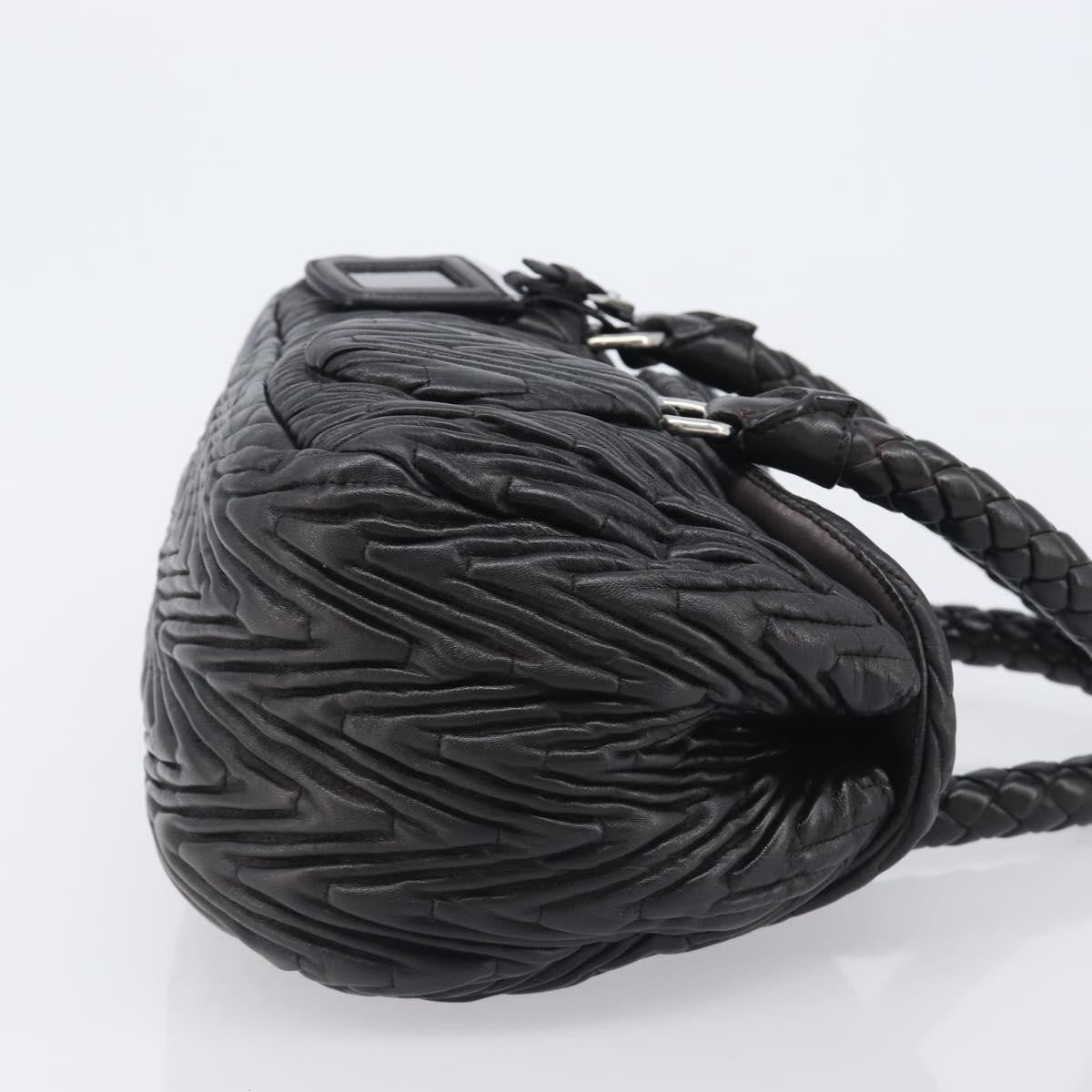 Prada Flap Chevron Nappa Black Leather Shoulder Bag Bag (Pre-Owned)