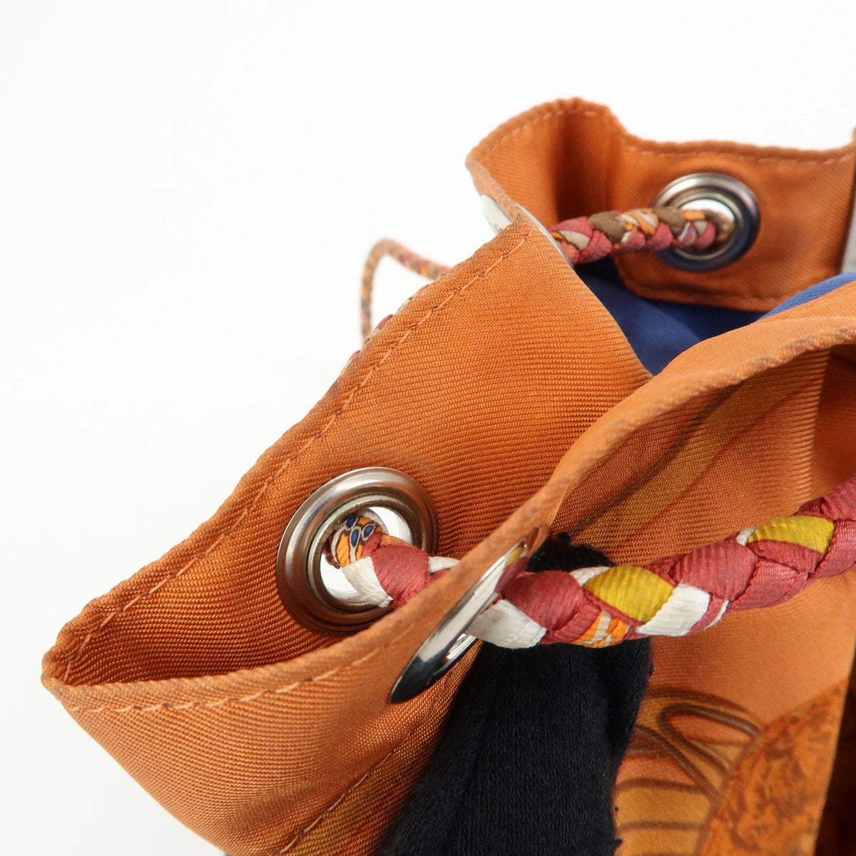 Hermes Soie Cool Printed Silk And Calfskin Orange Silk Handbag (Pre-Owned)
