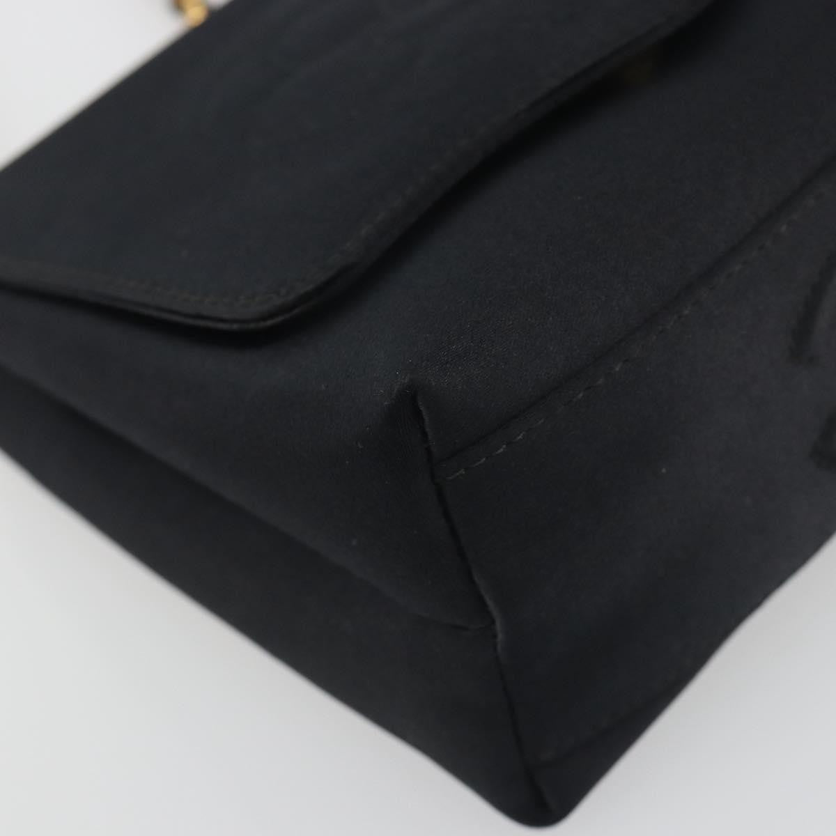 Chanel Vintage Camellia Flap Satin Black Satin Handbag (Pre-Owned)