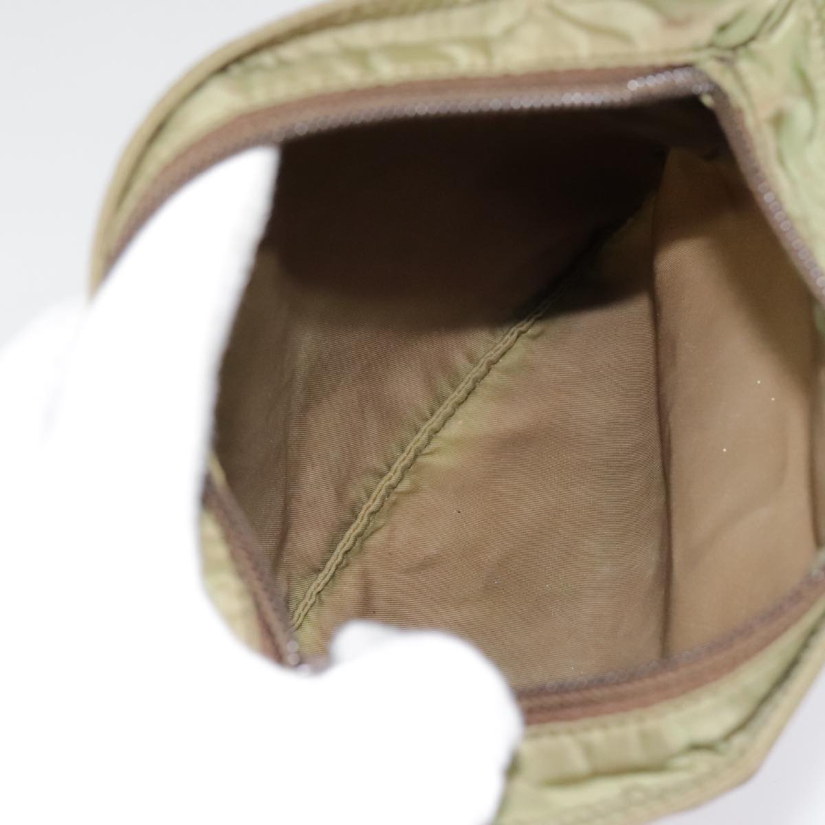 Prada Triangle Logo Khaki Synthetic Shoulder Bag (Pre-Owned)