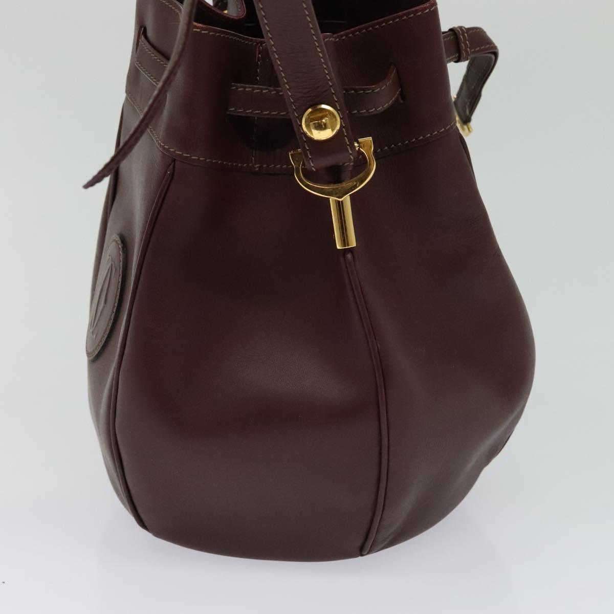 Cartier Must Line Burgundy Leather Shoulder Bag (Pre-Owned)