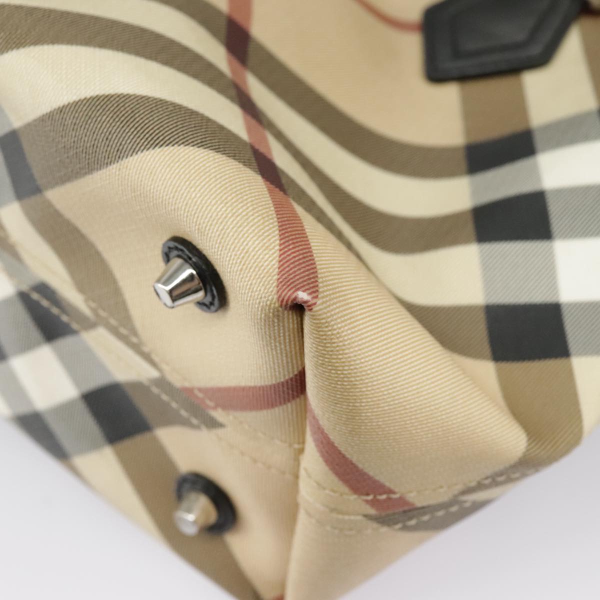 Burberry Nova Check Beige Canvas Handbag (Pre-Owned)