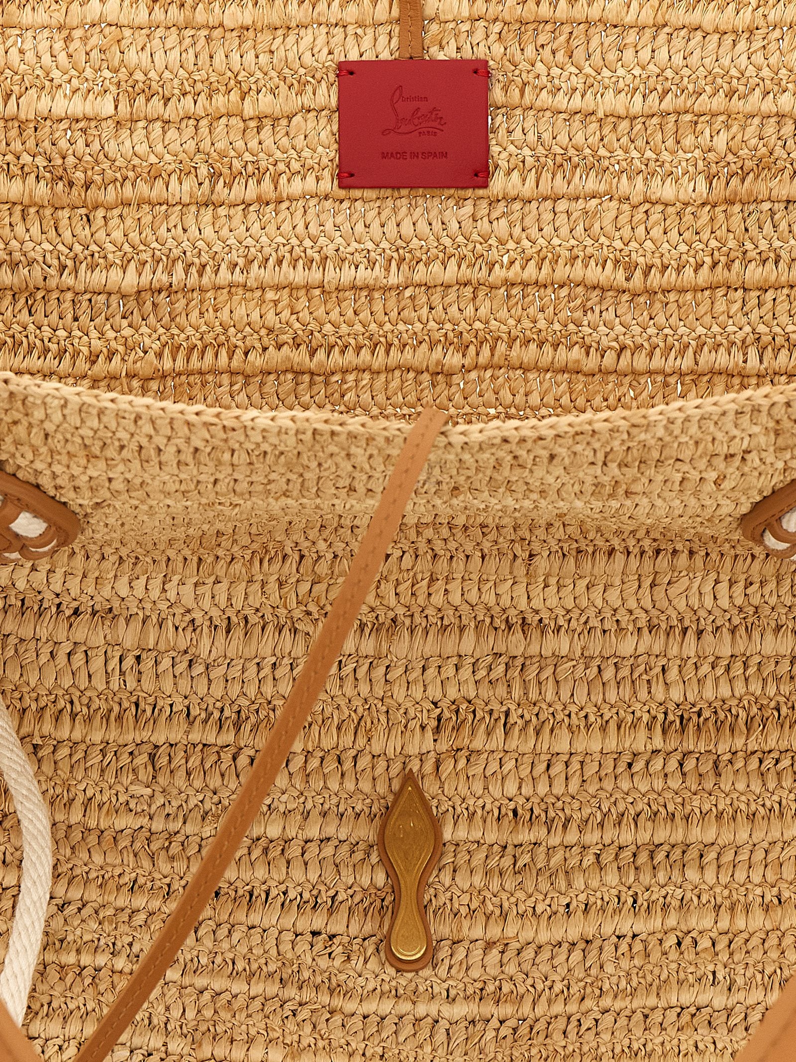 Christian Louboutin Beige Raffia Tote Women's Bag